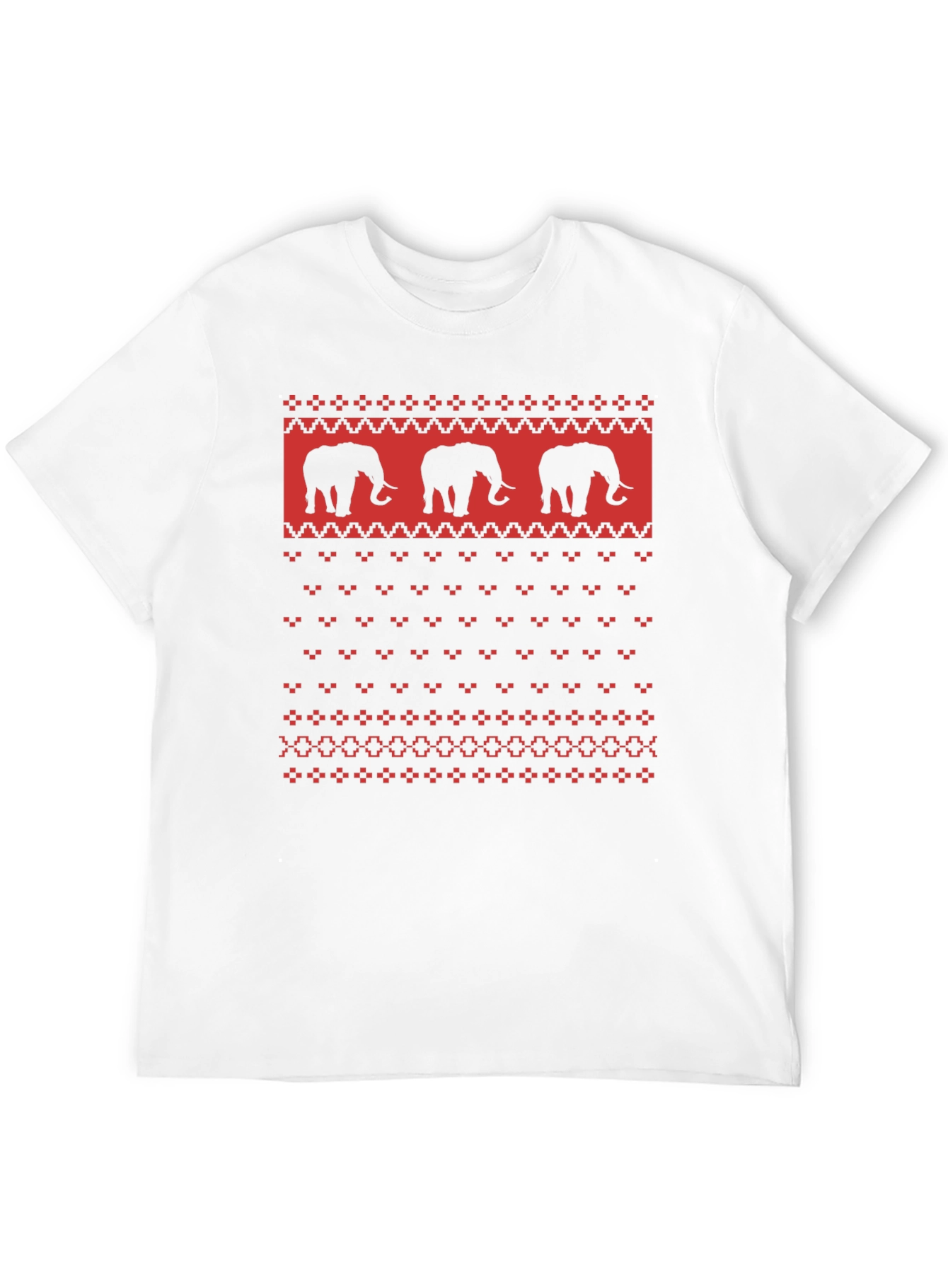 Elephant Sweater Pattern Black T-Shirt