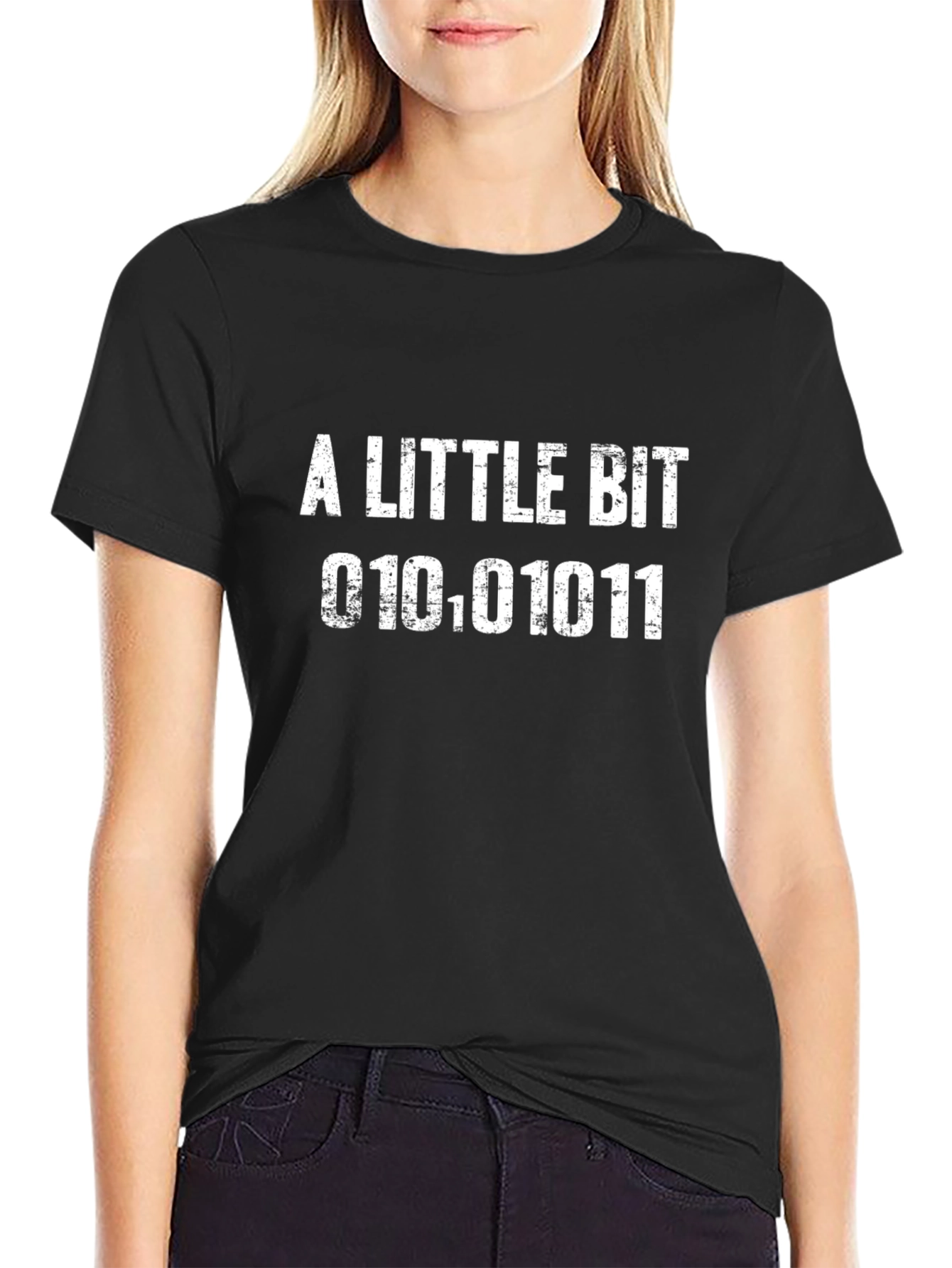 A Little Bit Binary Code Graphic Tee - Black