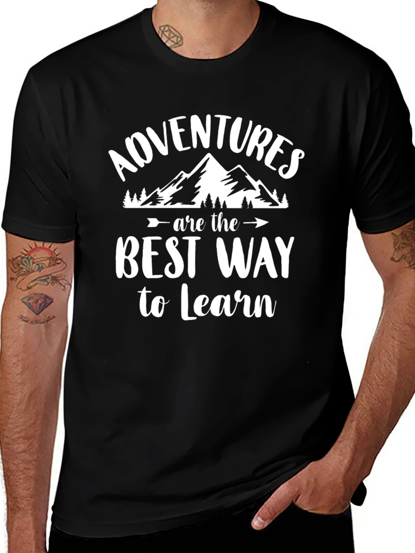 Adventure Awaits Black Graphic T-Shirt