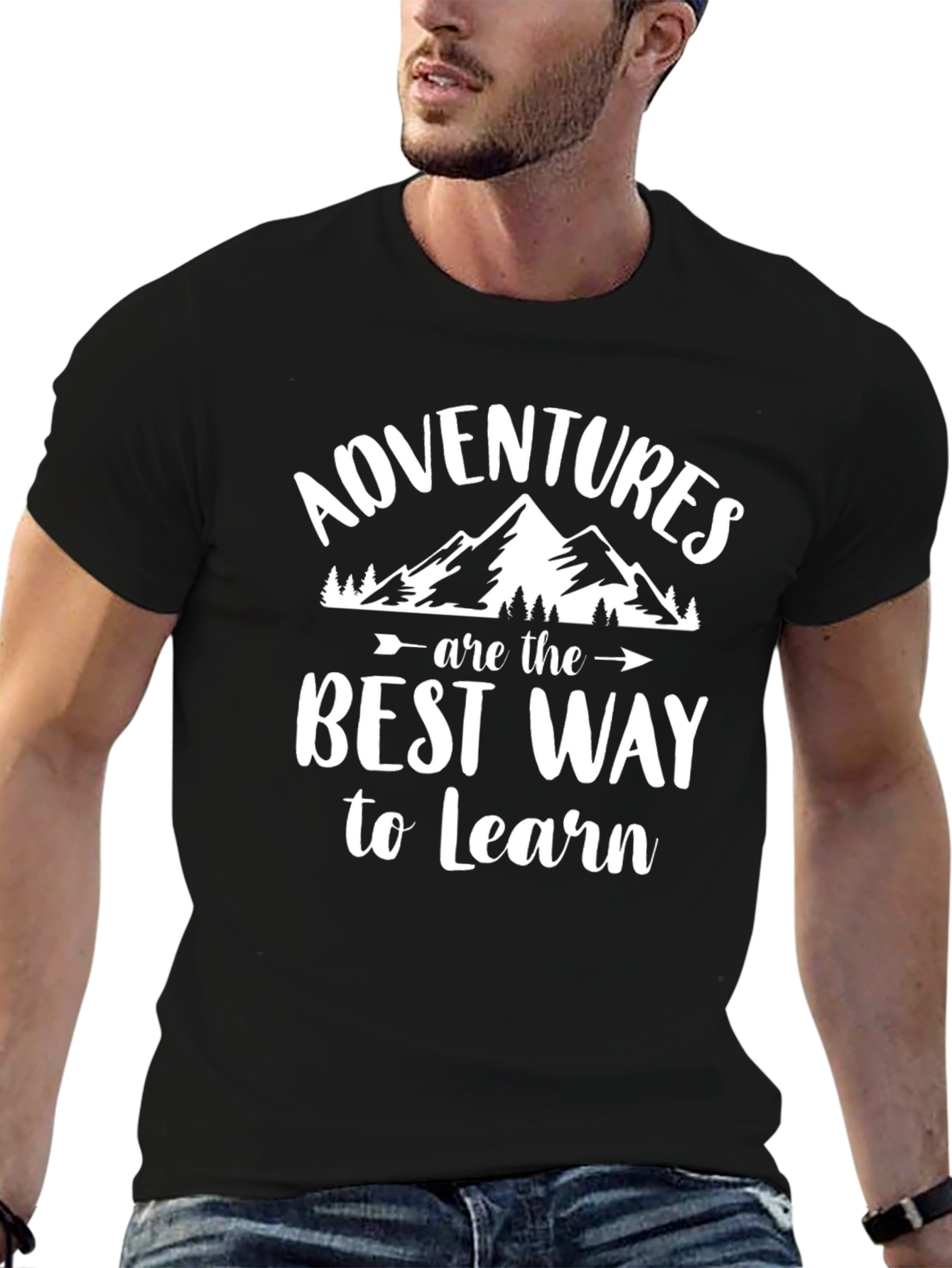 Adventure Awaits Black Graphic T-Shirt