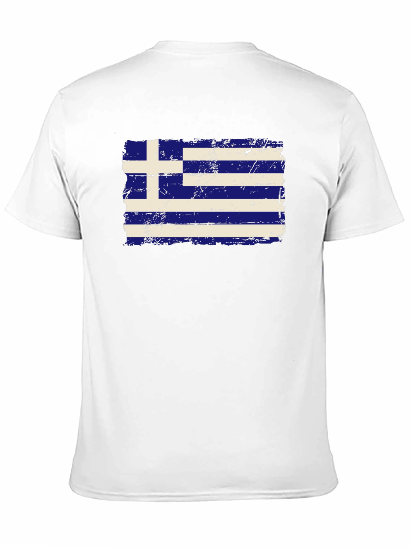 Greece Flag Distressed T-Shirt - Black Cotton Tee