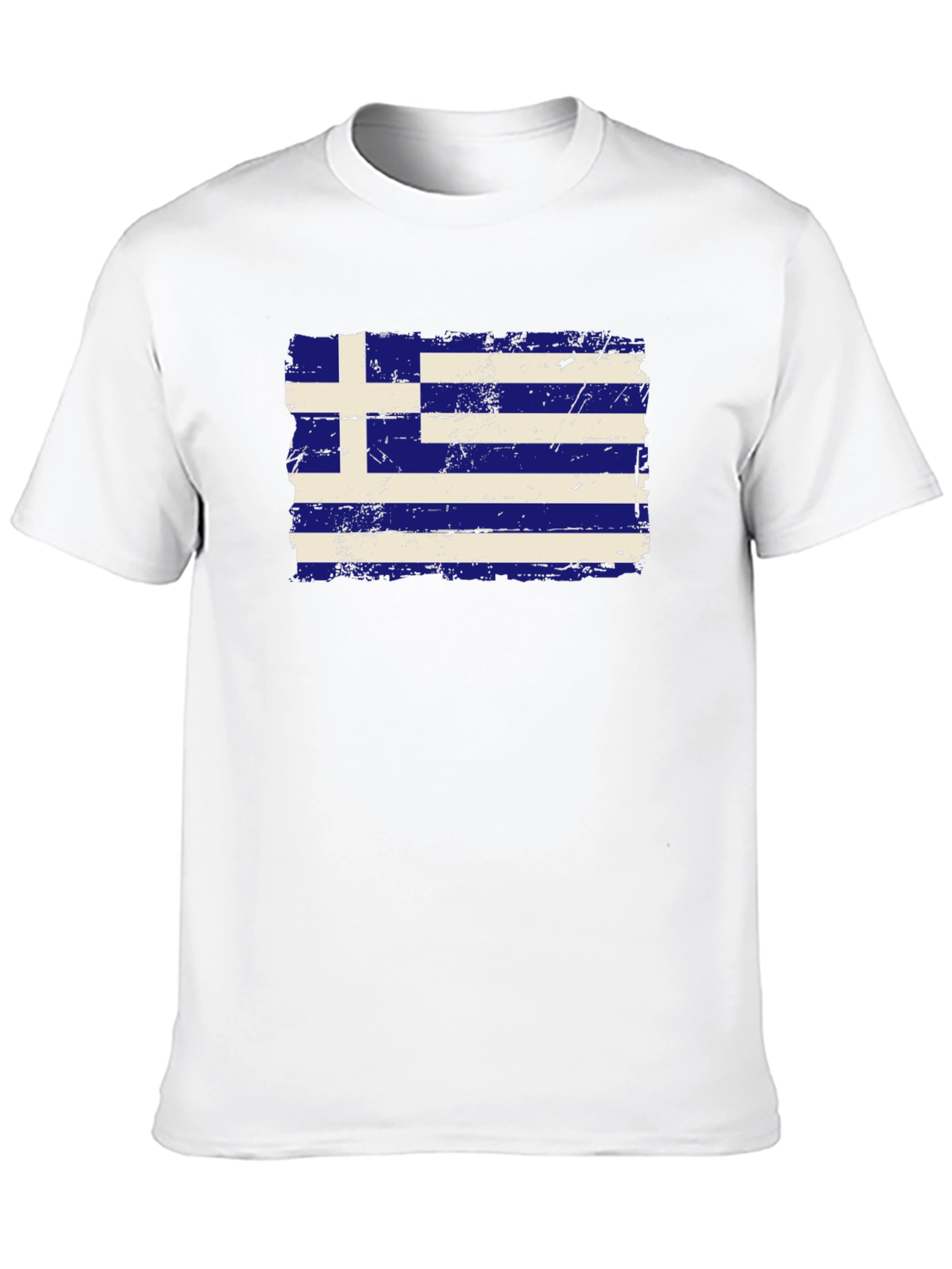 Greece Flag Distressed T-Shirt - Black Cotton Tee