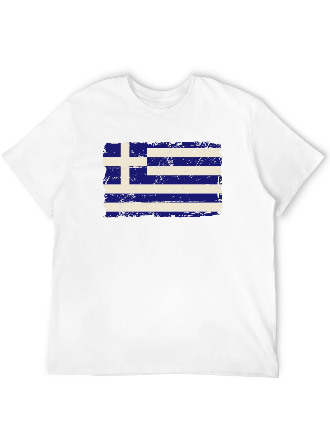 Greece Flag Distressed T-Shirt - Black Cotton Tee