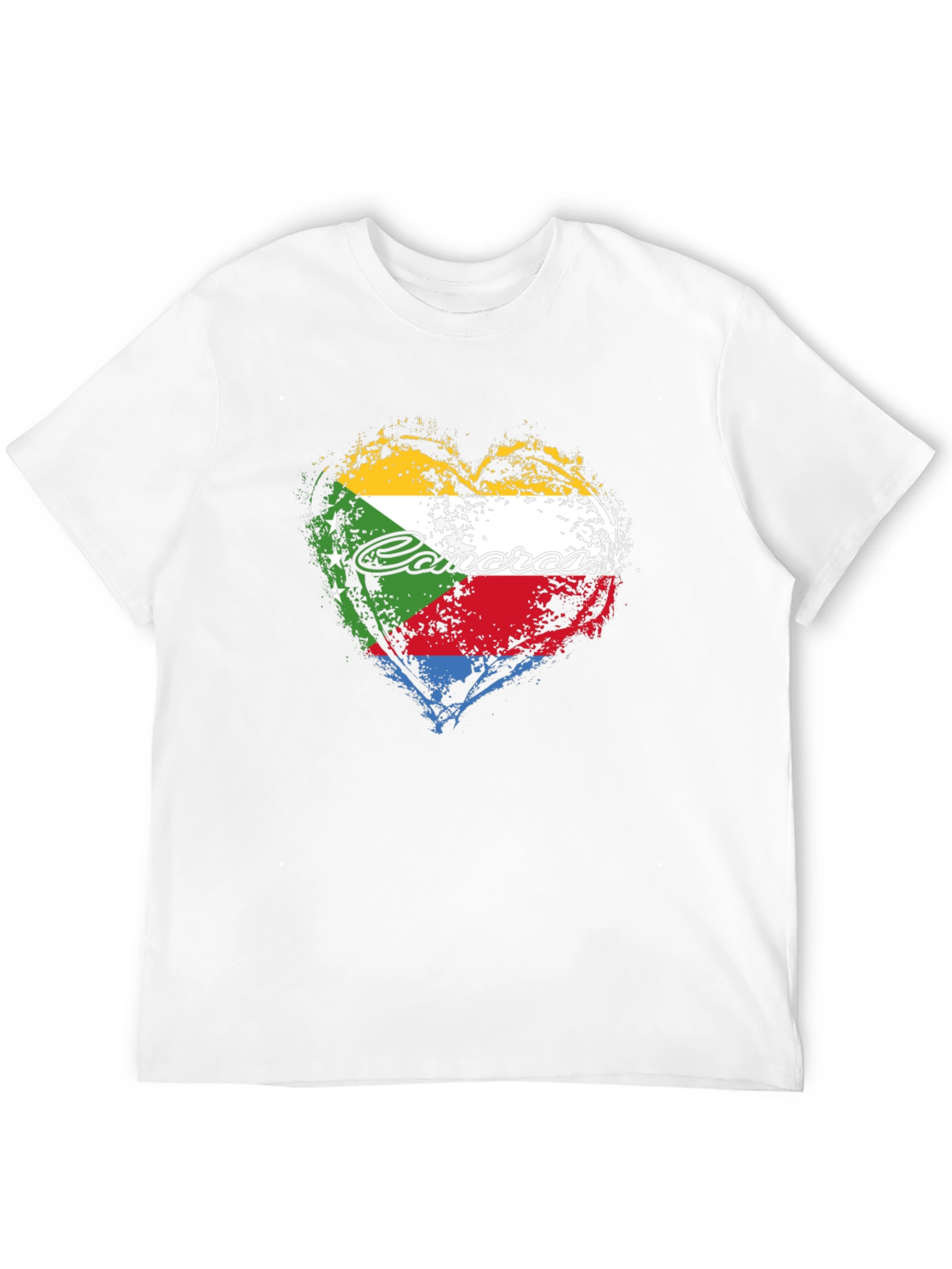 Comoros Flag Heart T-Shirt - Black Graphic Tee