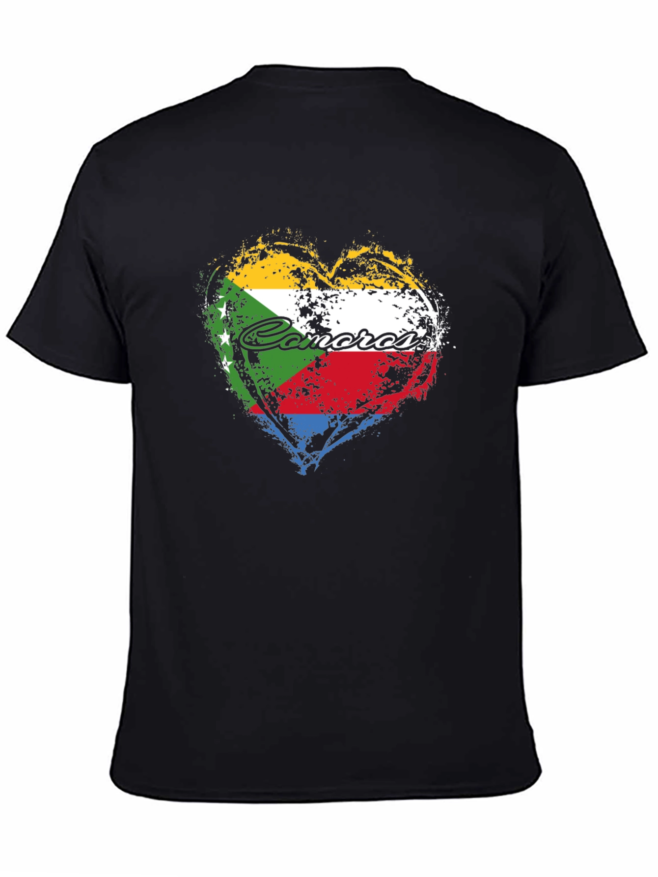 Comoros Flag Heart T-Shirt - Black Graphic Tee