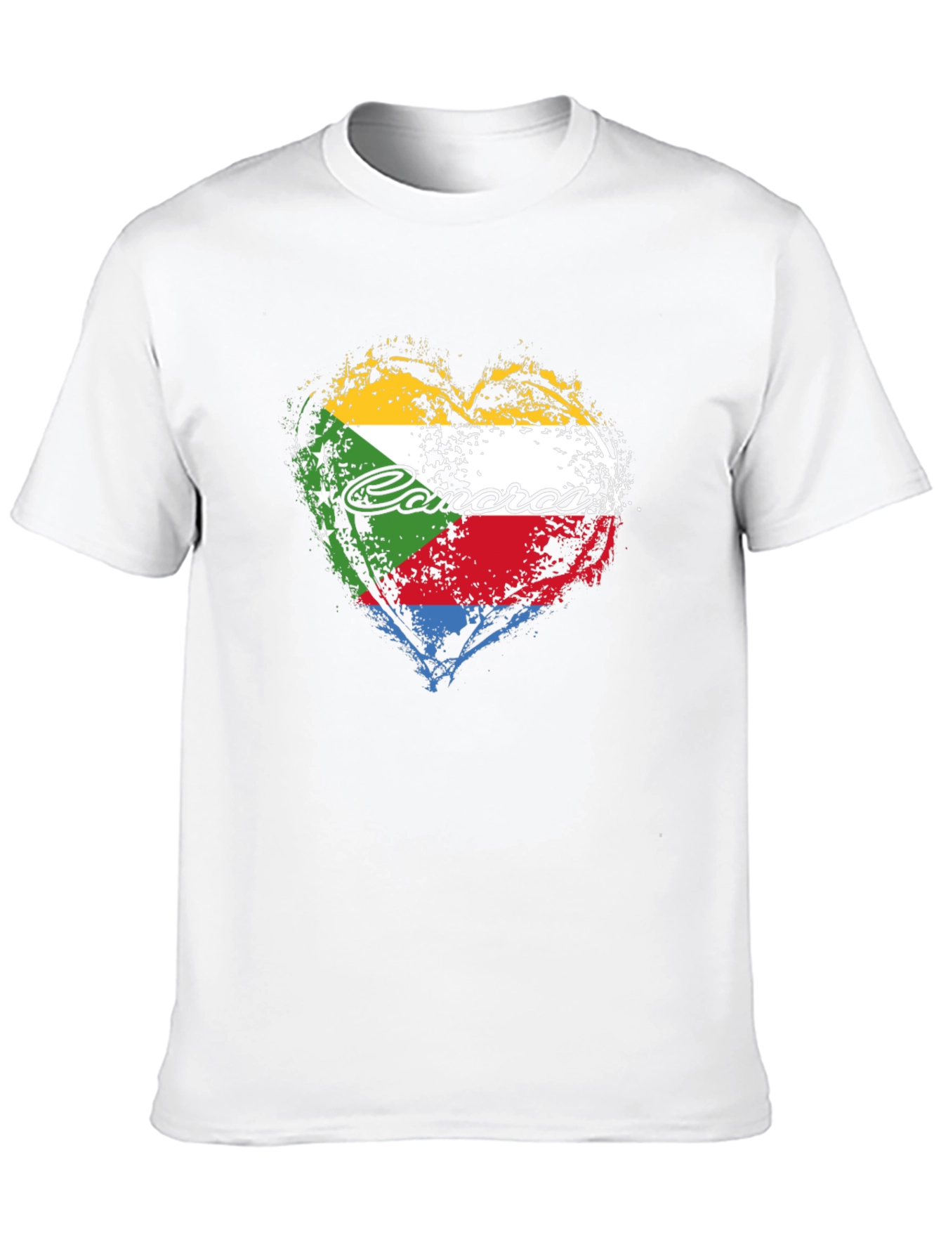 Comoros Flag Heart T-Shirt - Black Graphic Tee