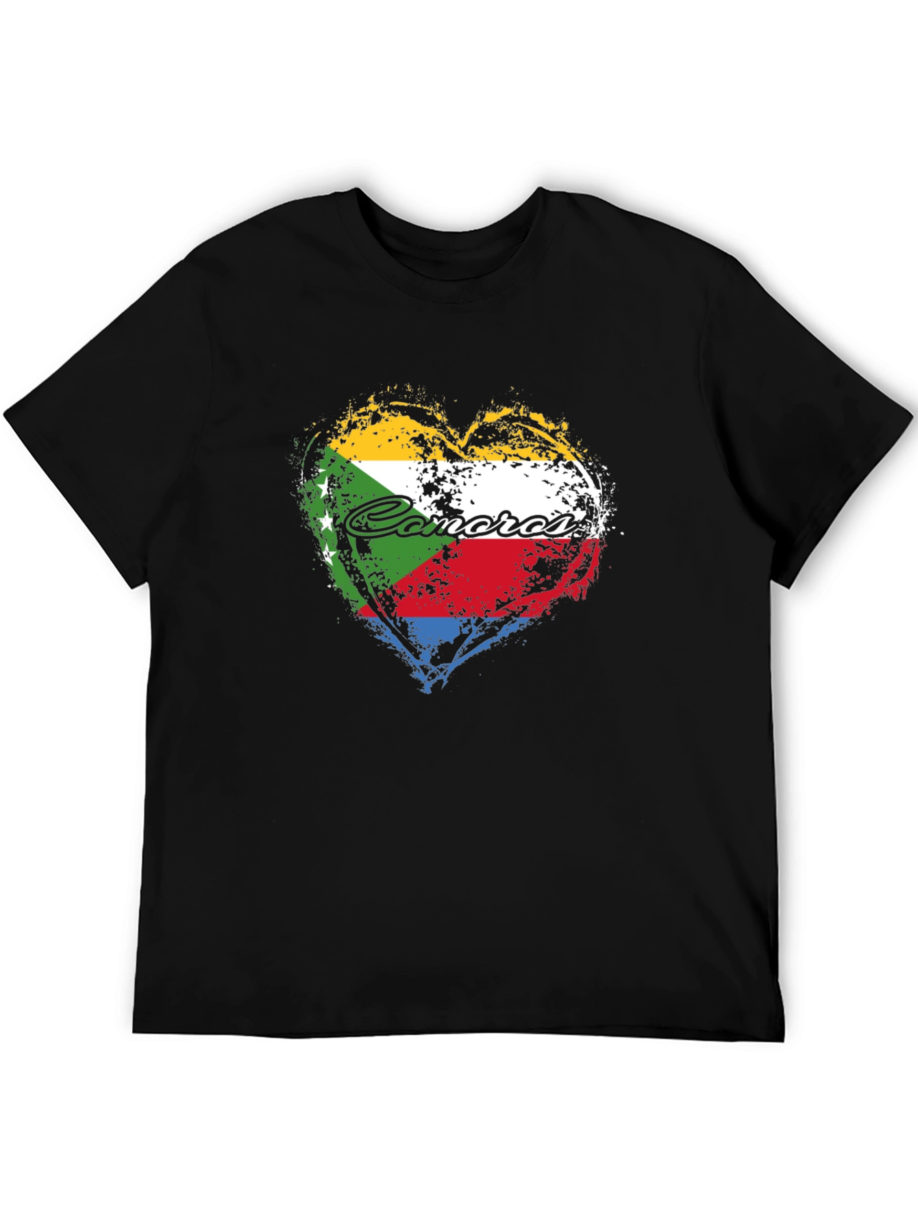 Comoros Flag Heart T-Shirt - Black Graphic Tee