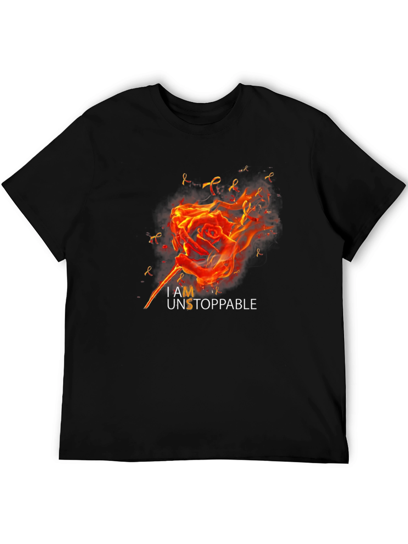 I AM Unstoppable Rose Fire Black Graphic T-Shirt