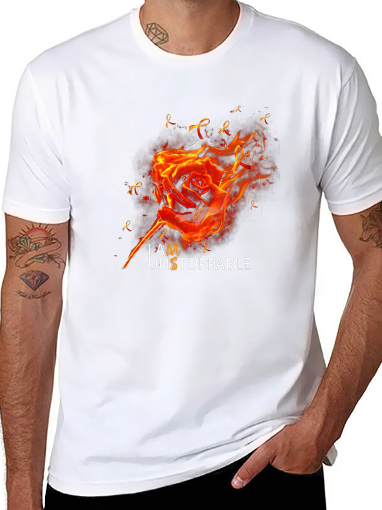 I AM Unstoppable Rose Fire Black Graphic T-Shirt