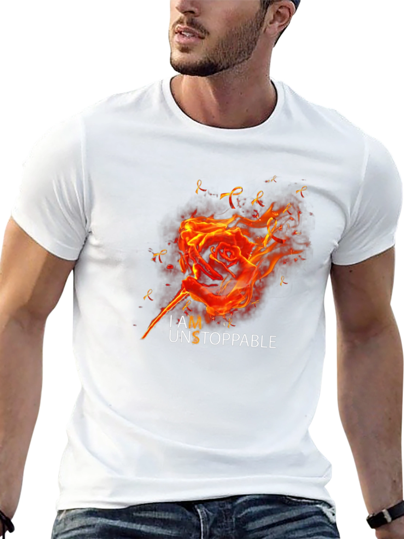I AM Unstoppable Rose Fire Black Graphic T-Shirt