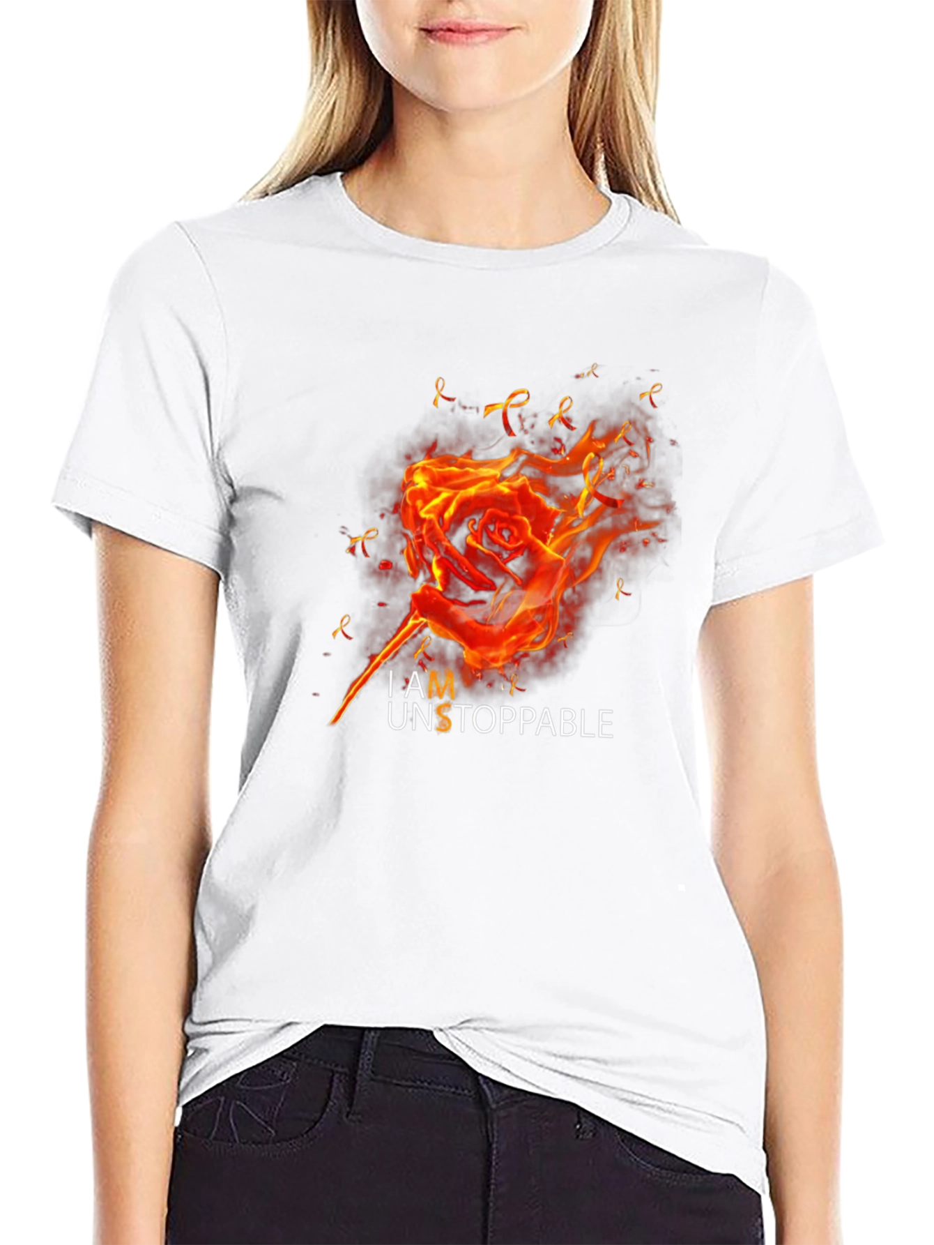 I AM Unstoppable Rose Fire Black Graphic T-Shirt