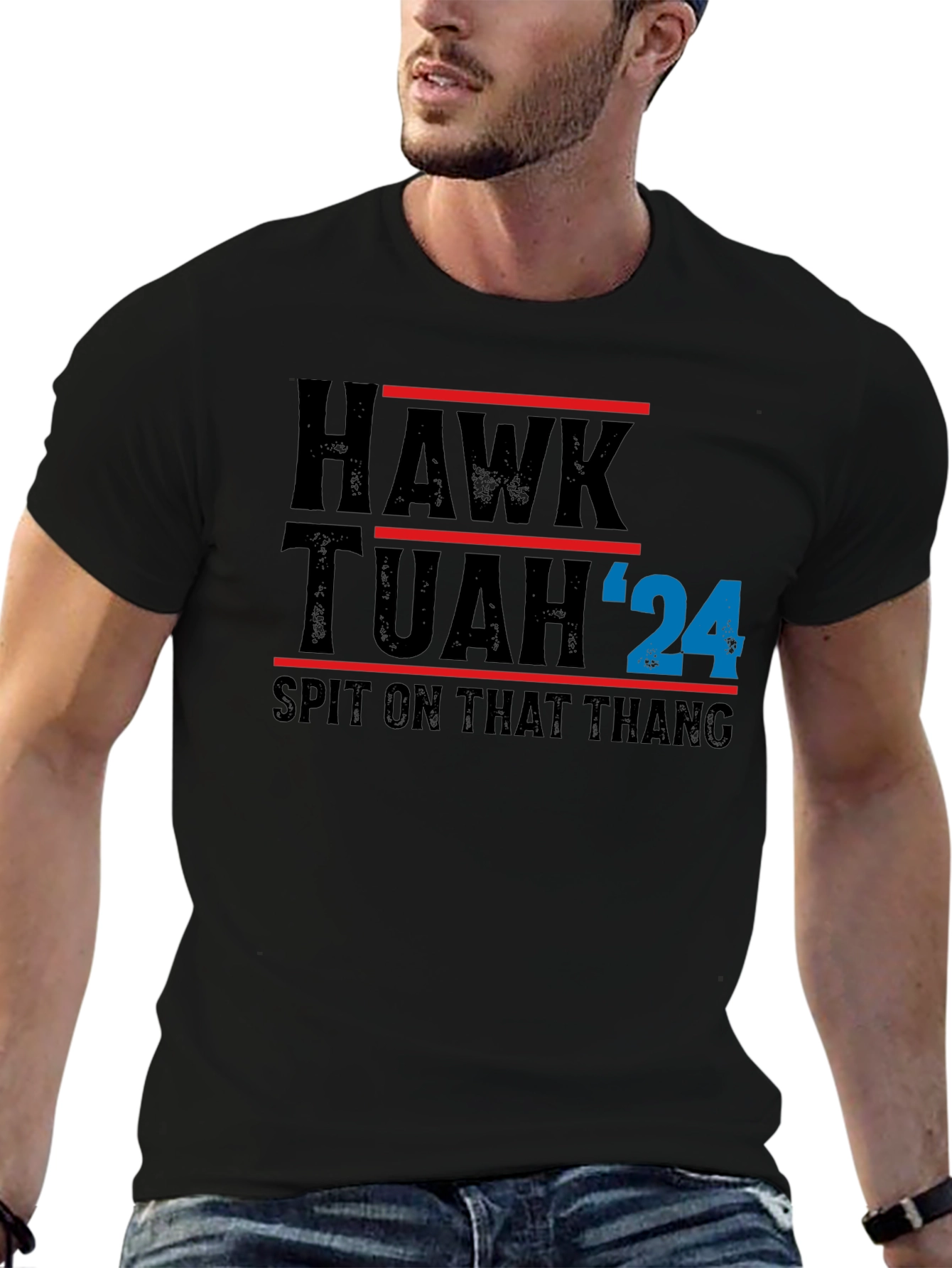 Hawk Tuah 24 Black Graphic T-Shirt