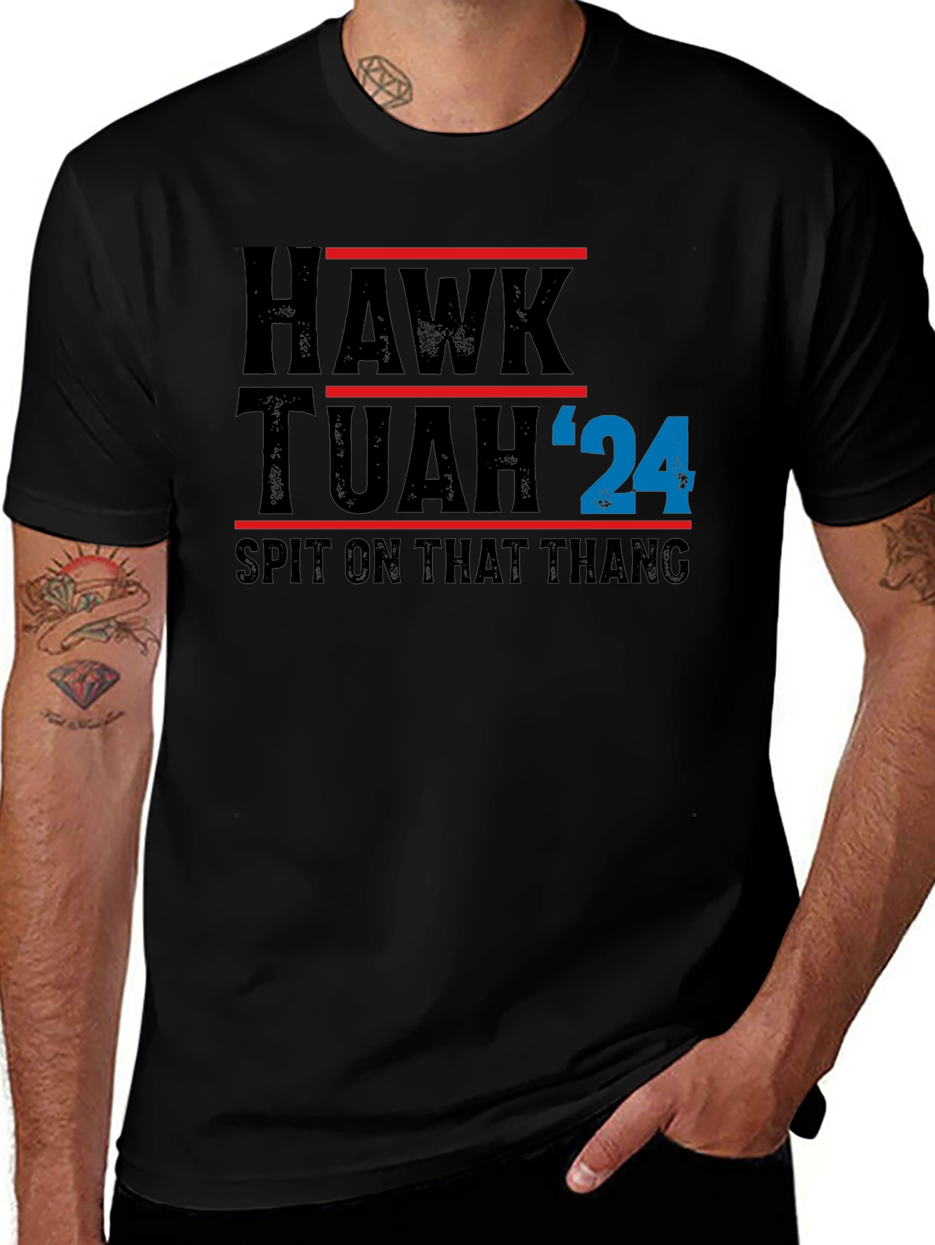 Hawk Tuah 24 Black Graphic T-Shirt