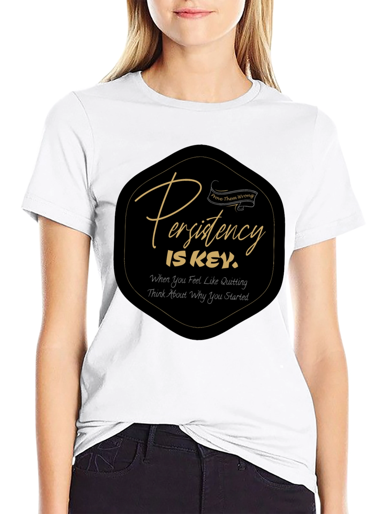 Persistence Is Key Black Graphic T-Shirt