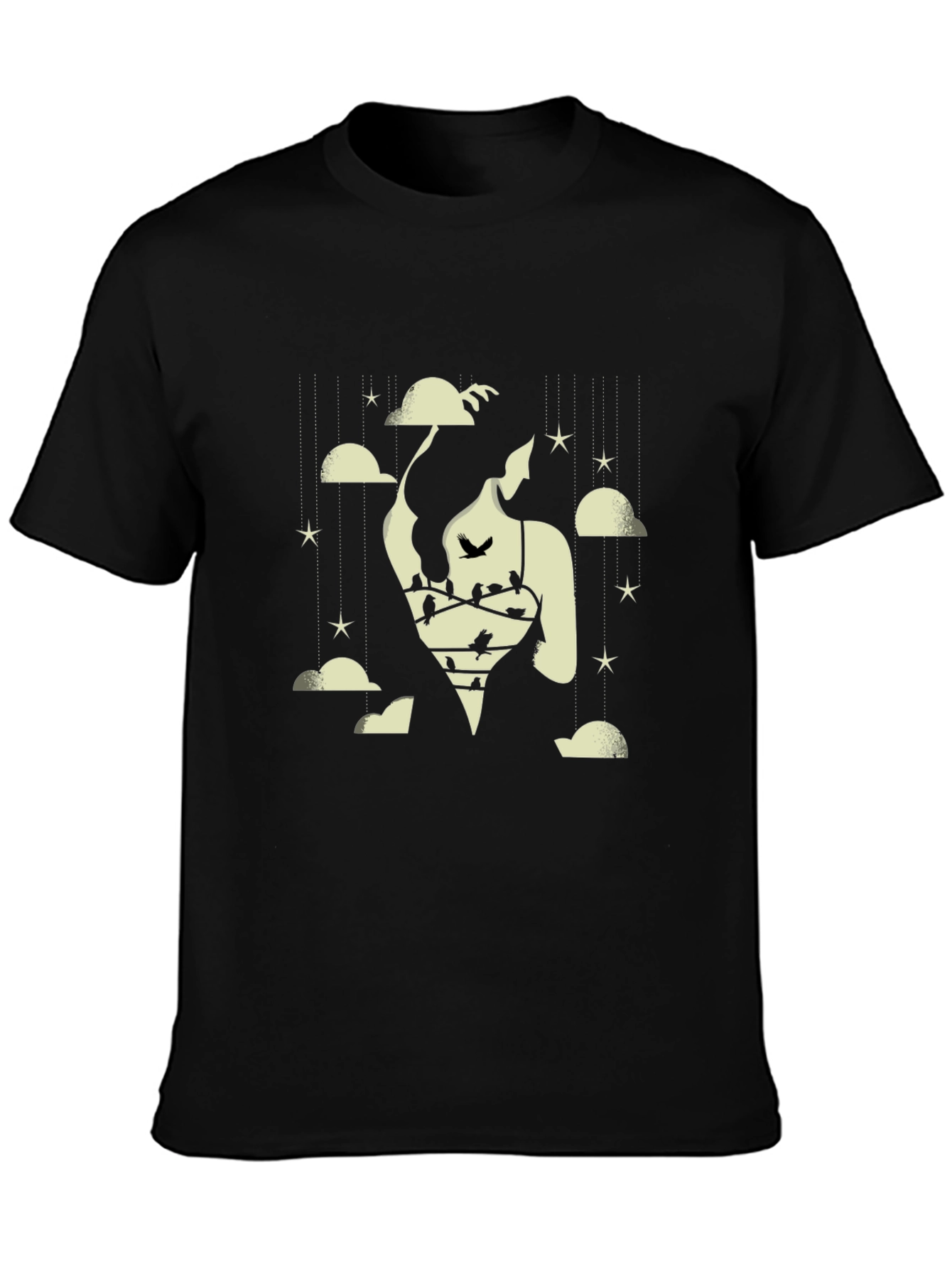 Dreamscape Graphic Tee - Cloud & Bird Design