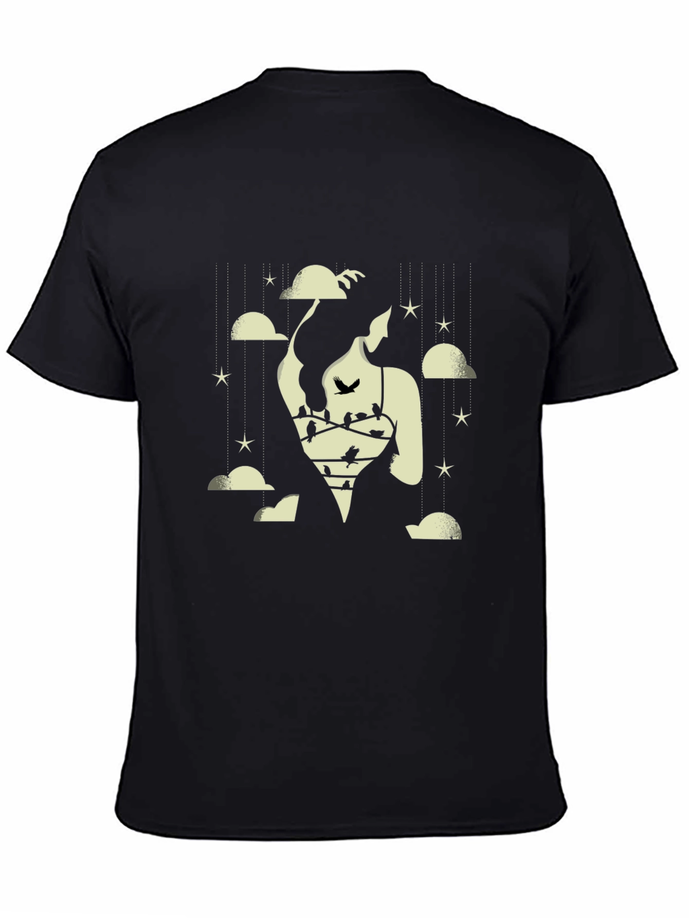 Dreamscape Graphic Tee - Cloud & Bird Design