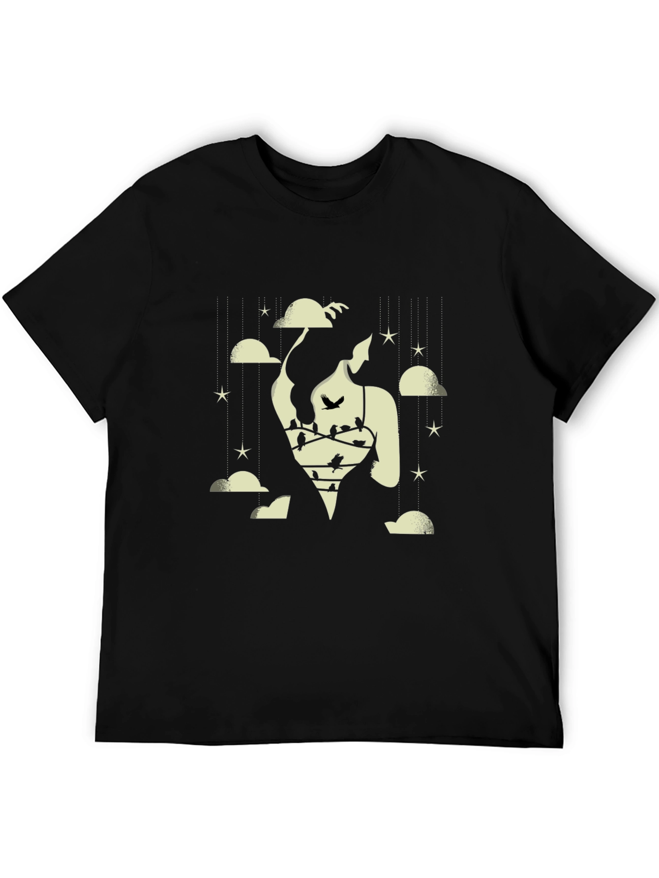 Dreamscape Graphic Tee - Cloud & Bird Design