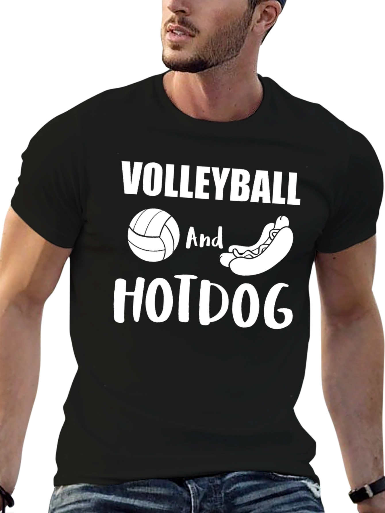 Volleyball and Hotdog Graphic T-Shirt