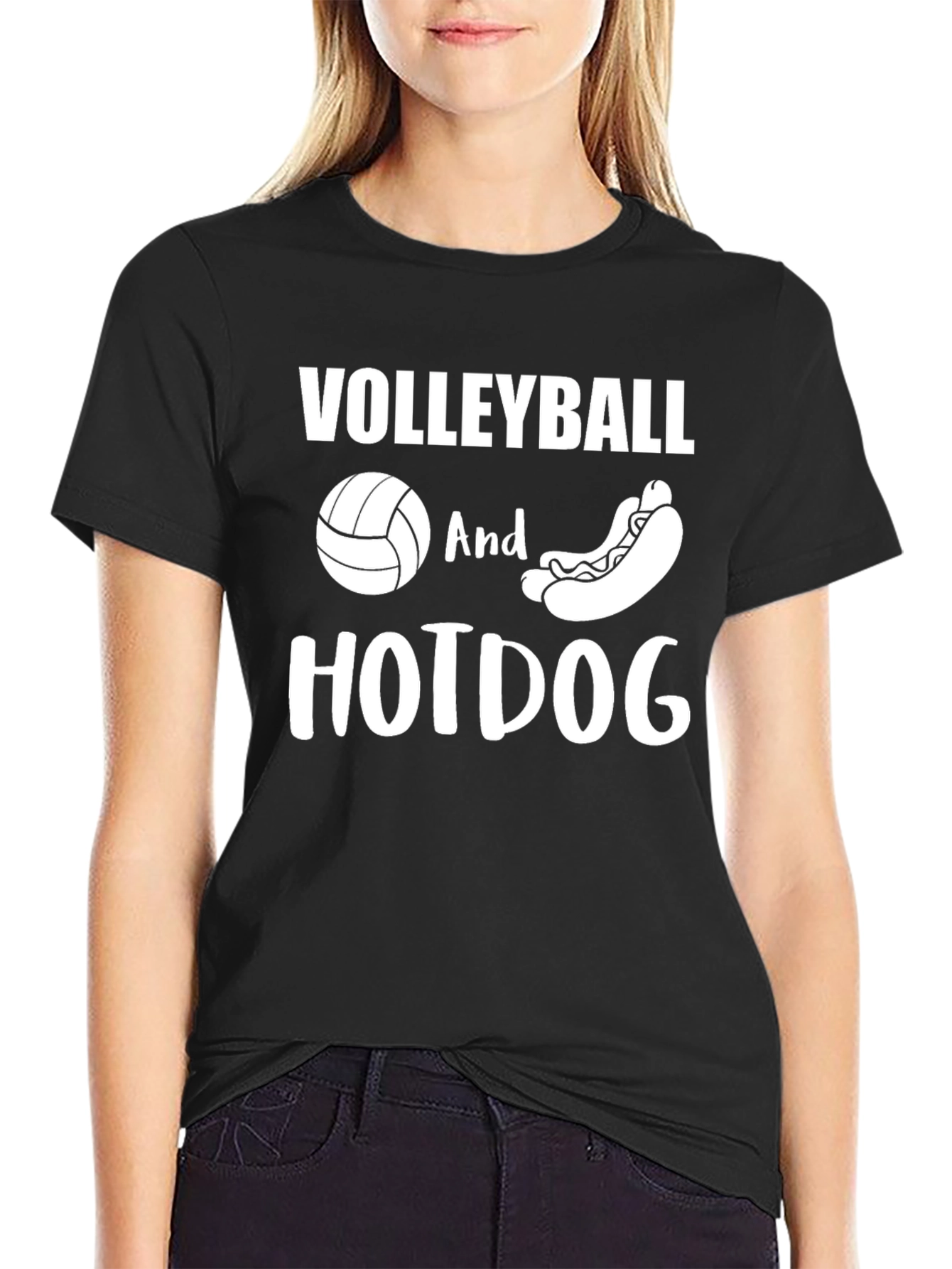 Volleyball and Hotdog Graphic T-Shirt