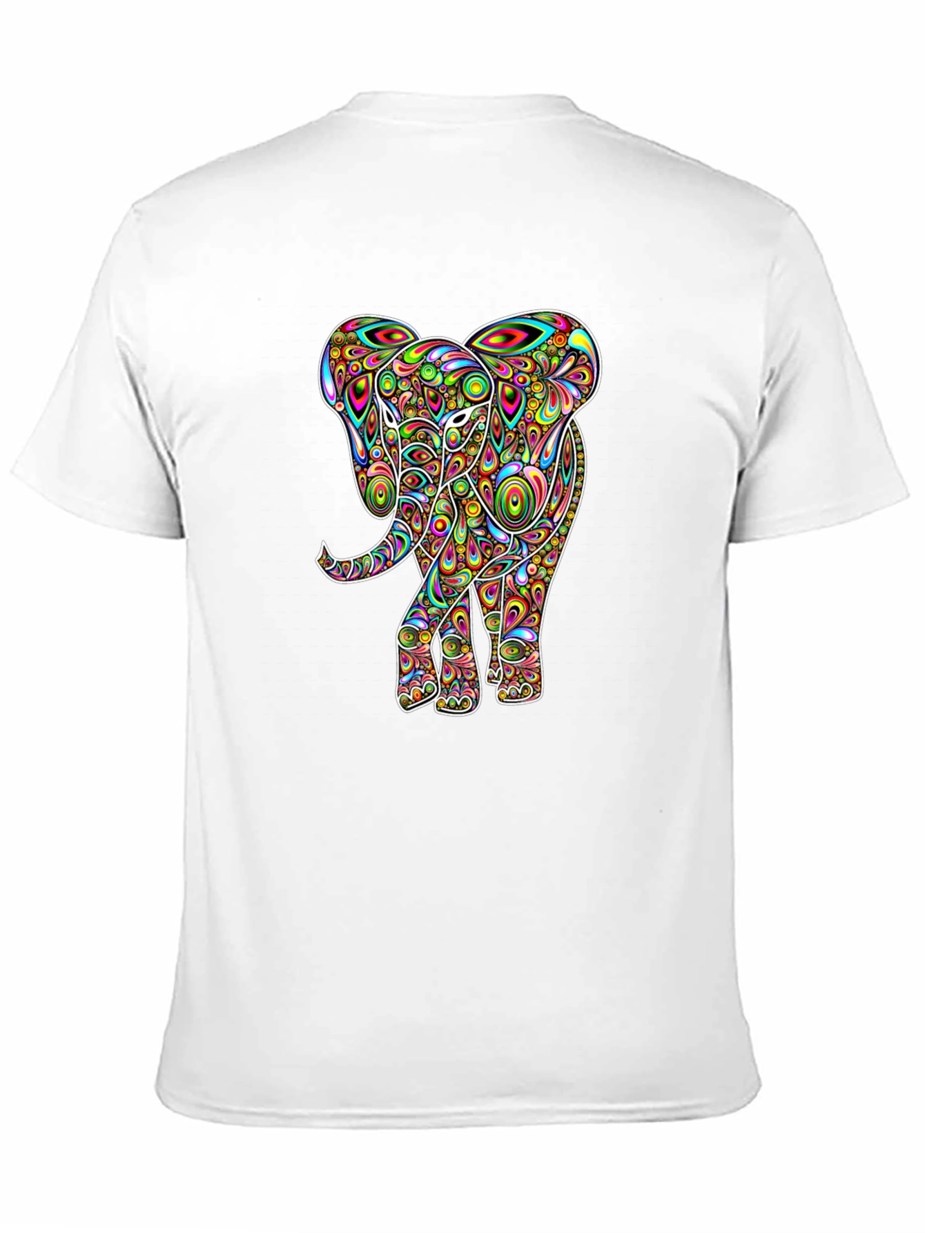 Psychedelic Elephant Graphic Tee - Black Cotton T-Shirt