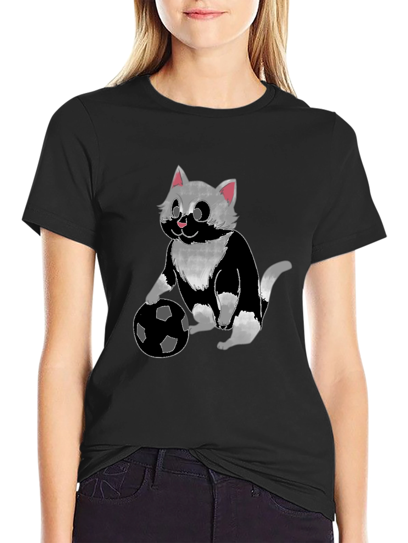 Cat Playing Soccer T-Shirt - Unisex