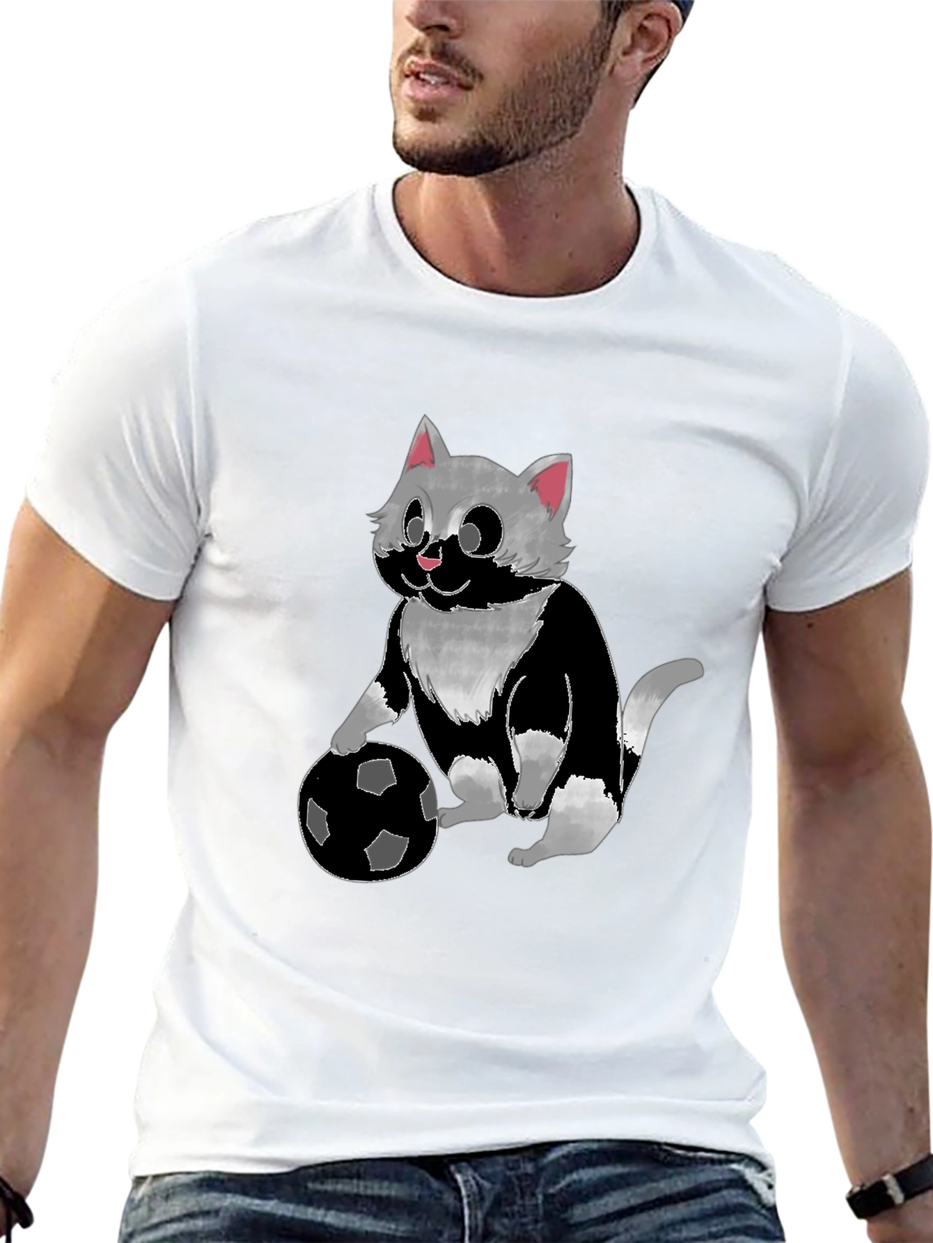 Cat Playing Soccer T-Shirt - Unisex