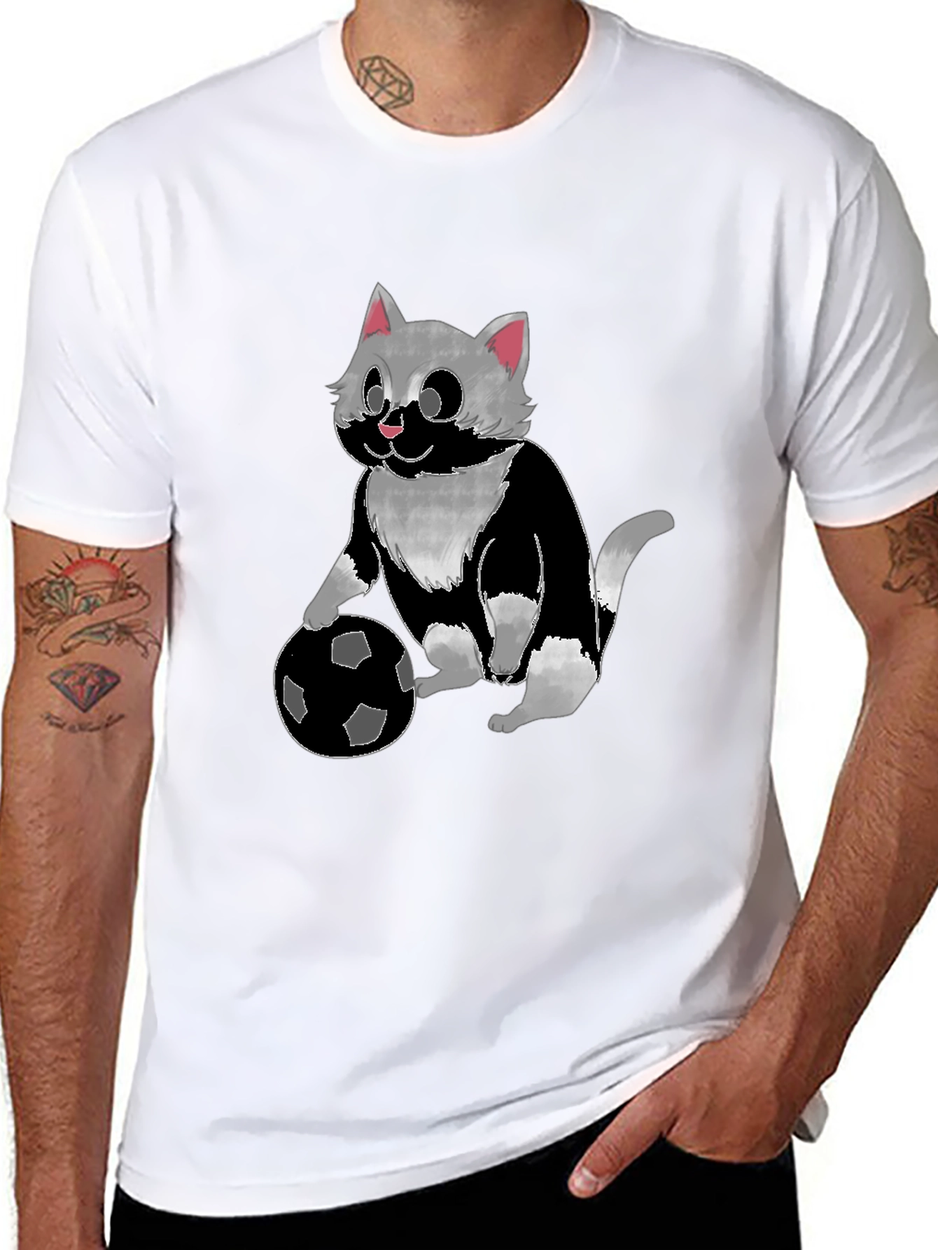 Cat Playing Soccer T-Shirt - Unisex