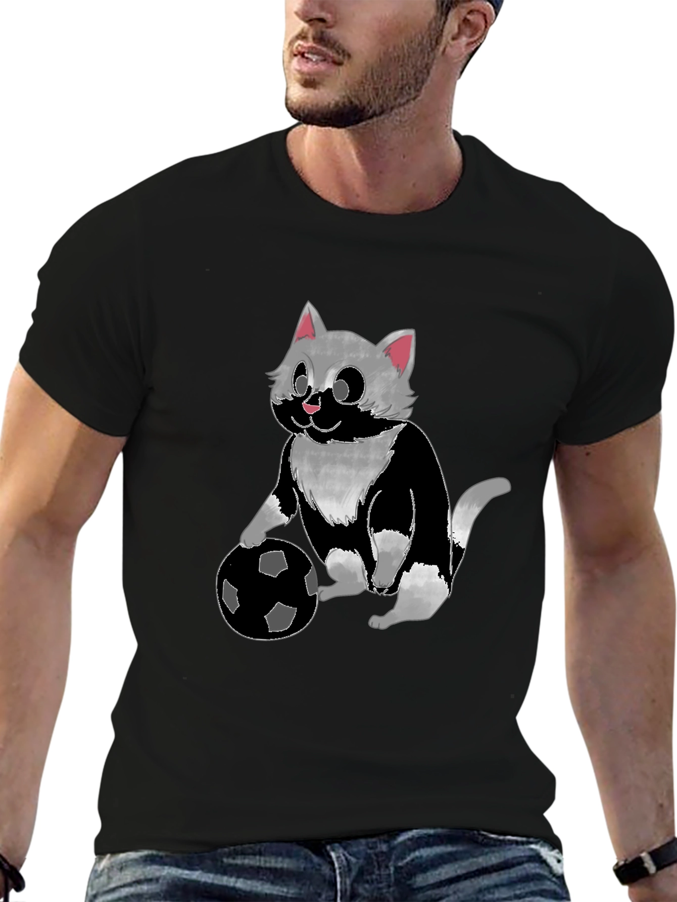 Cat Playing Soccer T-Shirt - Unisex