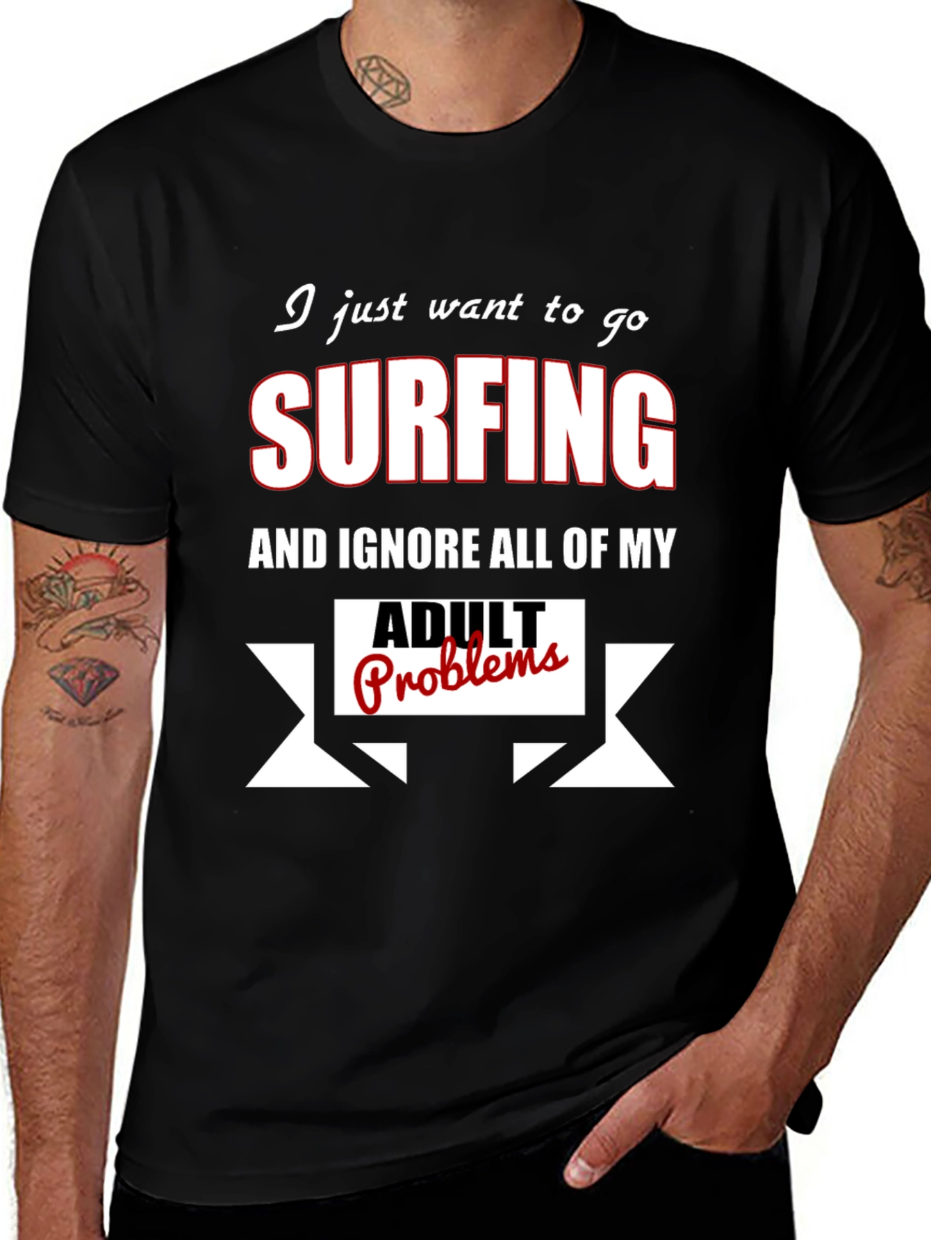 Surfing Adult Problems Funny T-Shirt