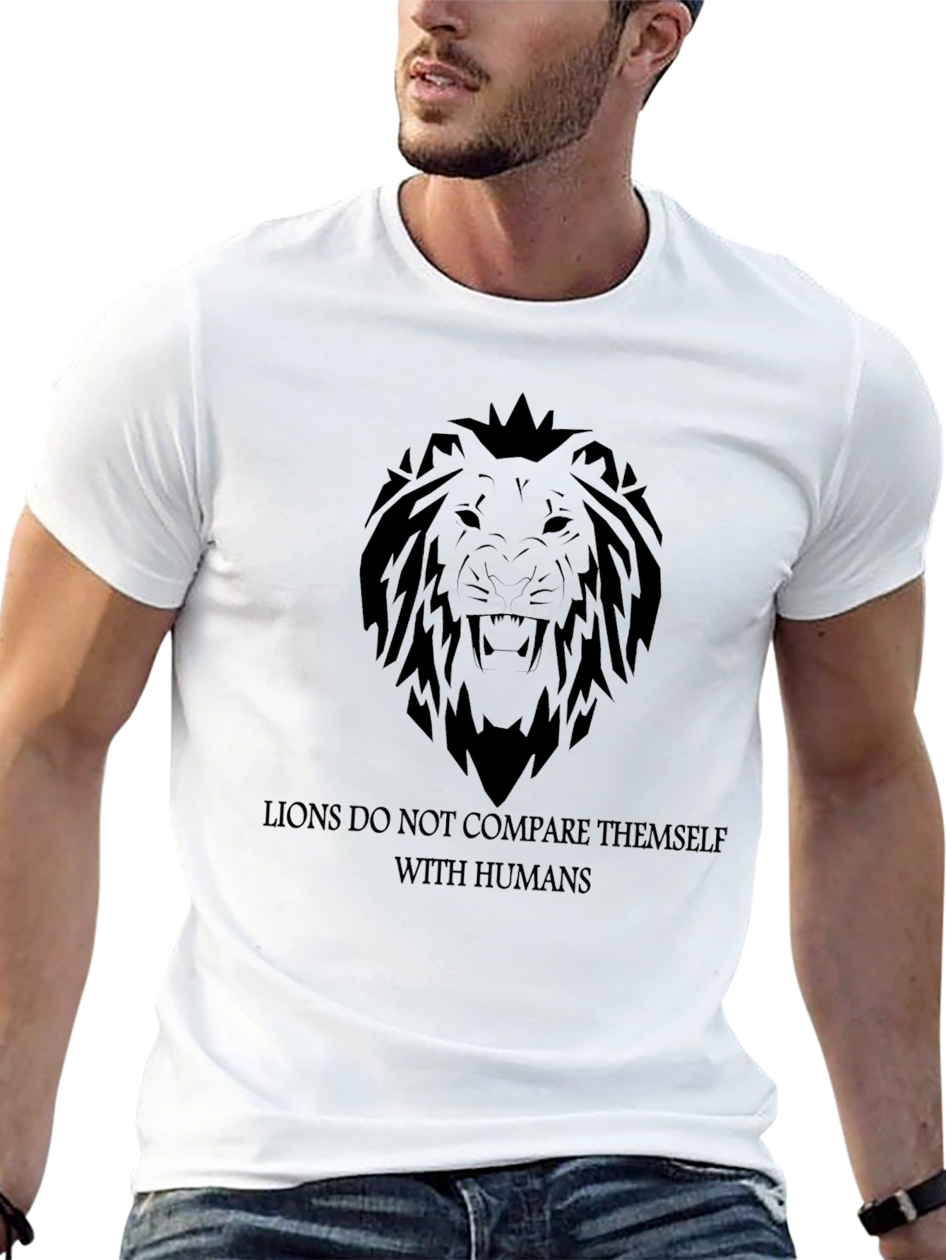 Lion Graphic Tee - Motivational Mens T-Shirt