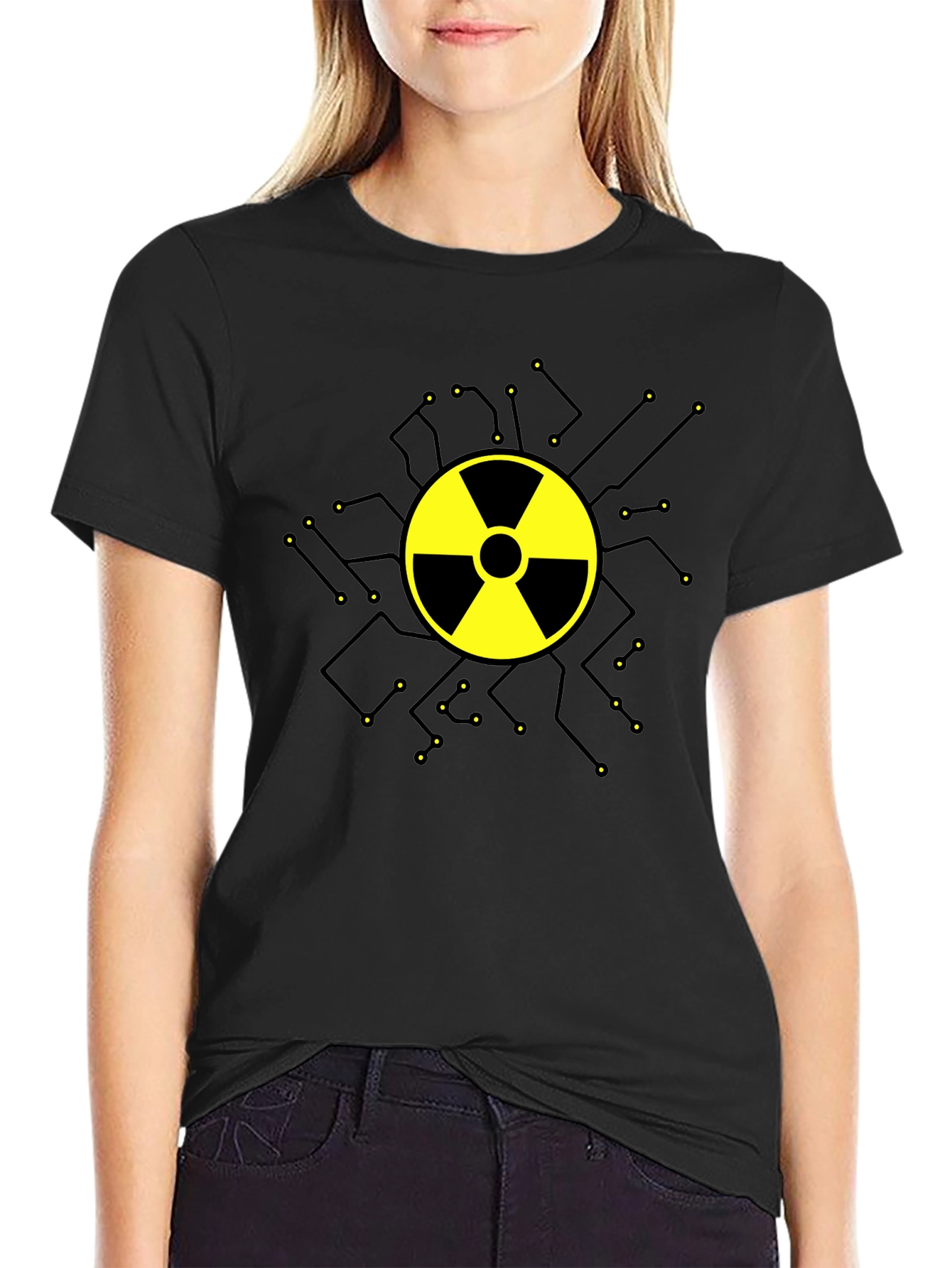 Radioactive Symbol Graphic T-Shirt - Black Cotton