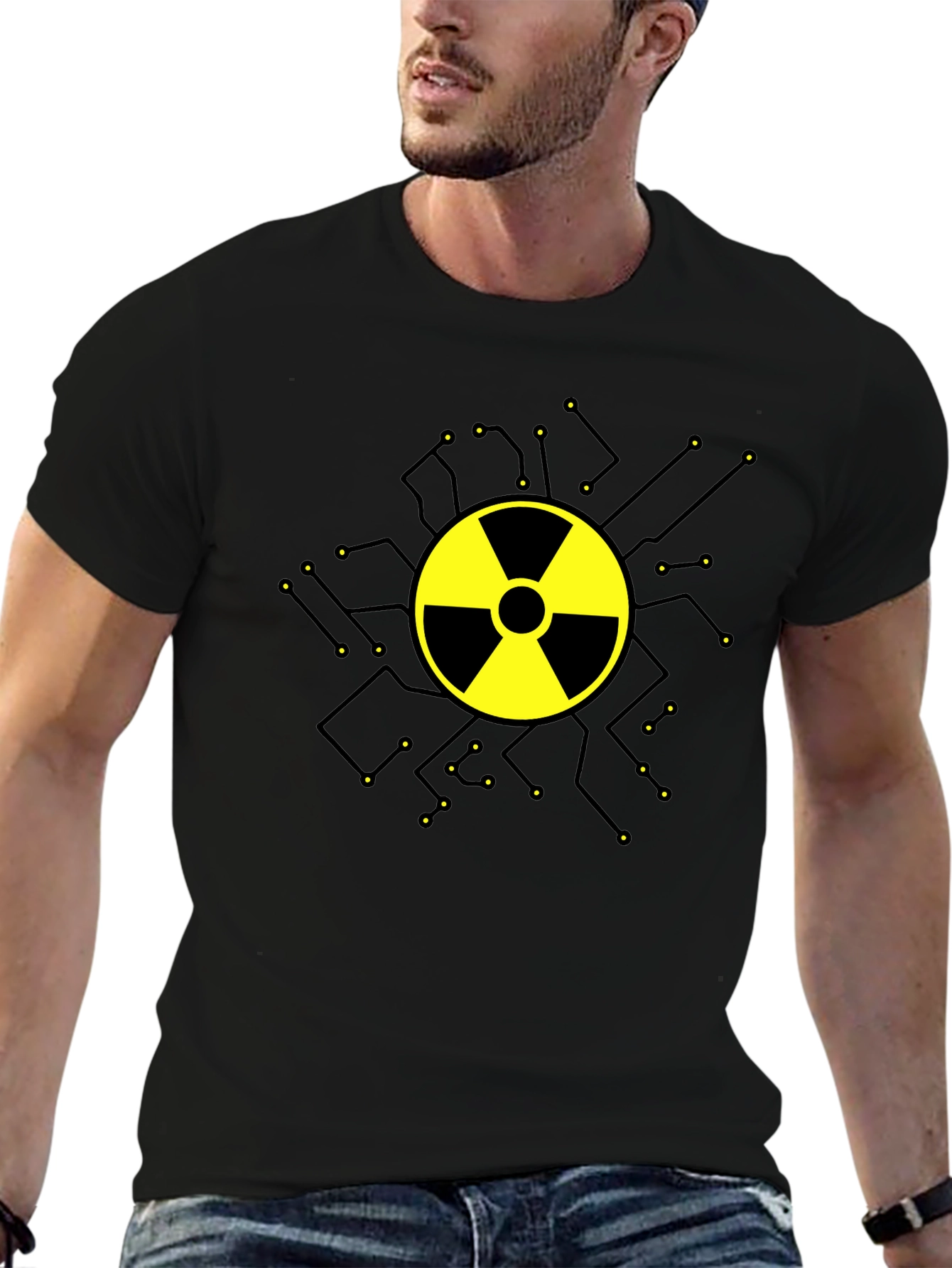 Radioactive Symbol Graphic T-Shirt - Black Cotton