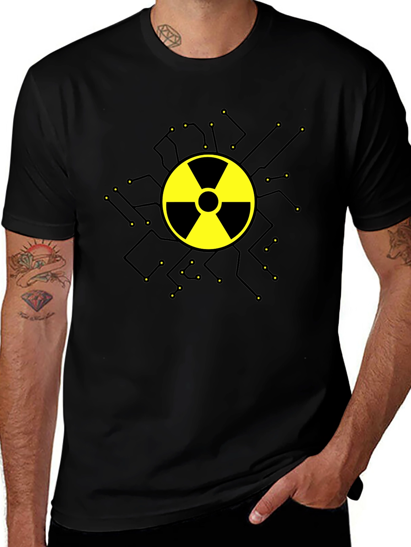 Radioactive Symbol Graphic T-Shirt - Black Cotton