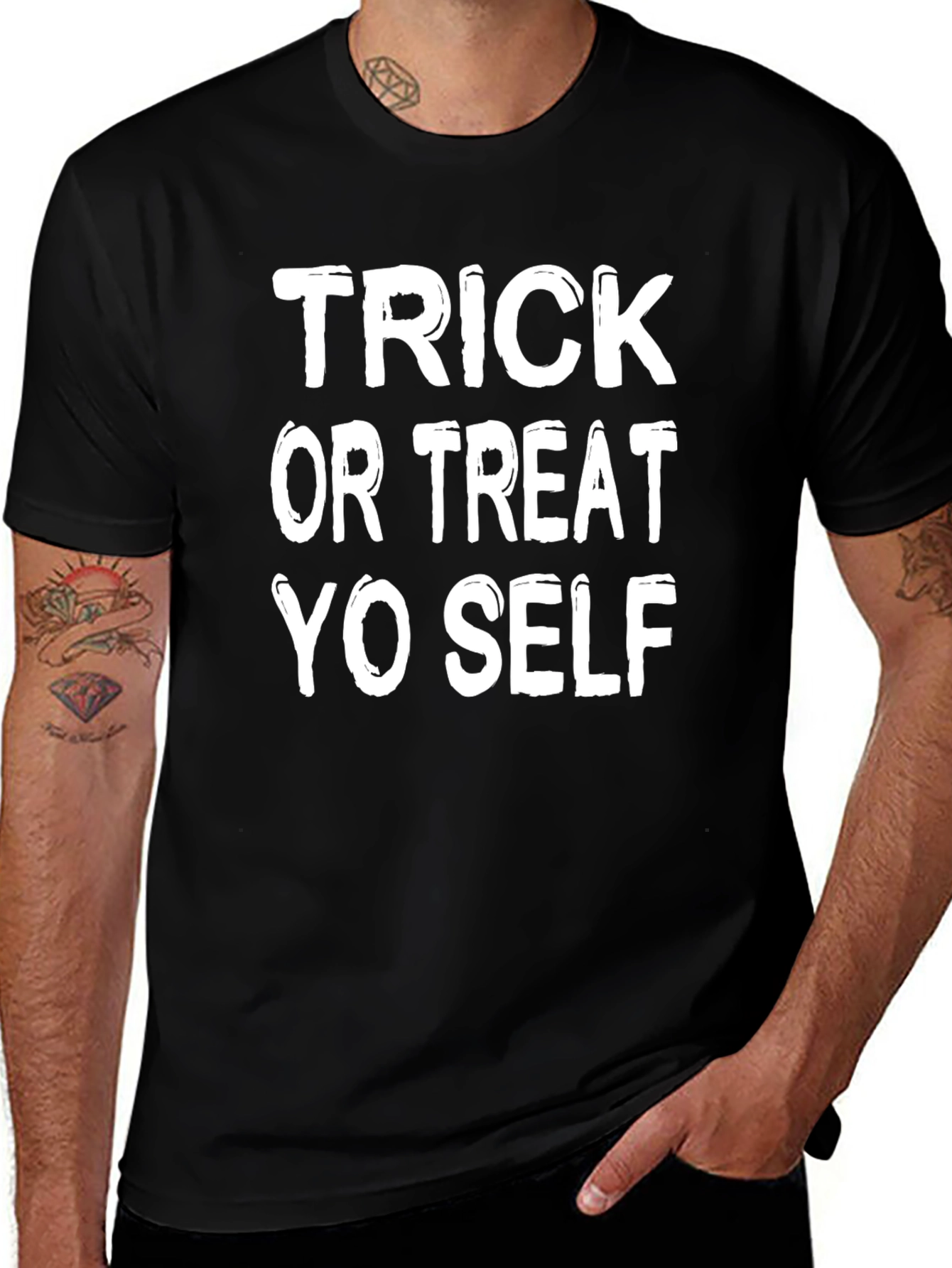 Trick or Treat Yo Self Black T-Shirt