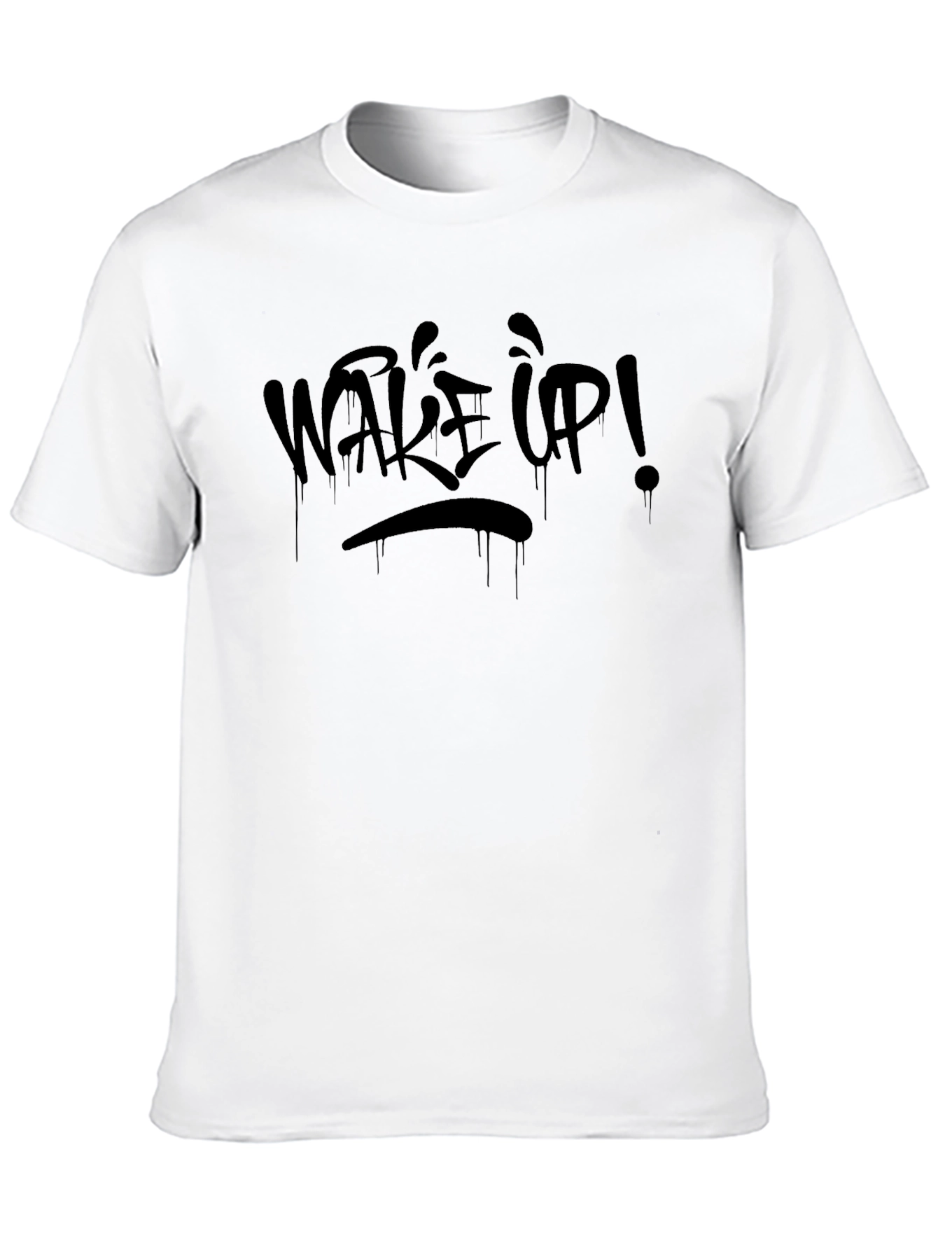Wake Up! Graphic Print Black T-Shirt
