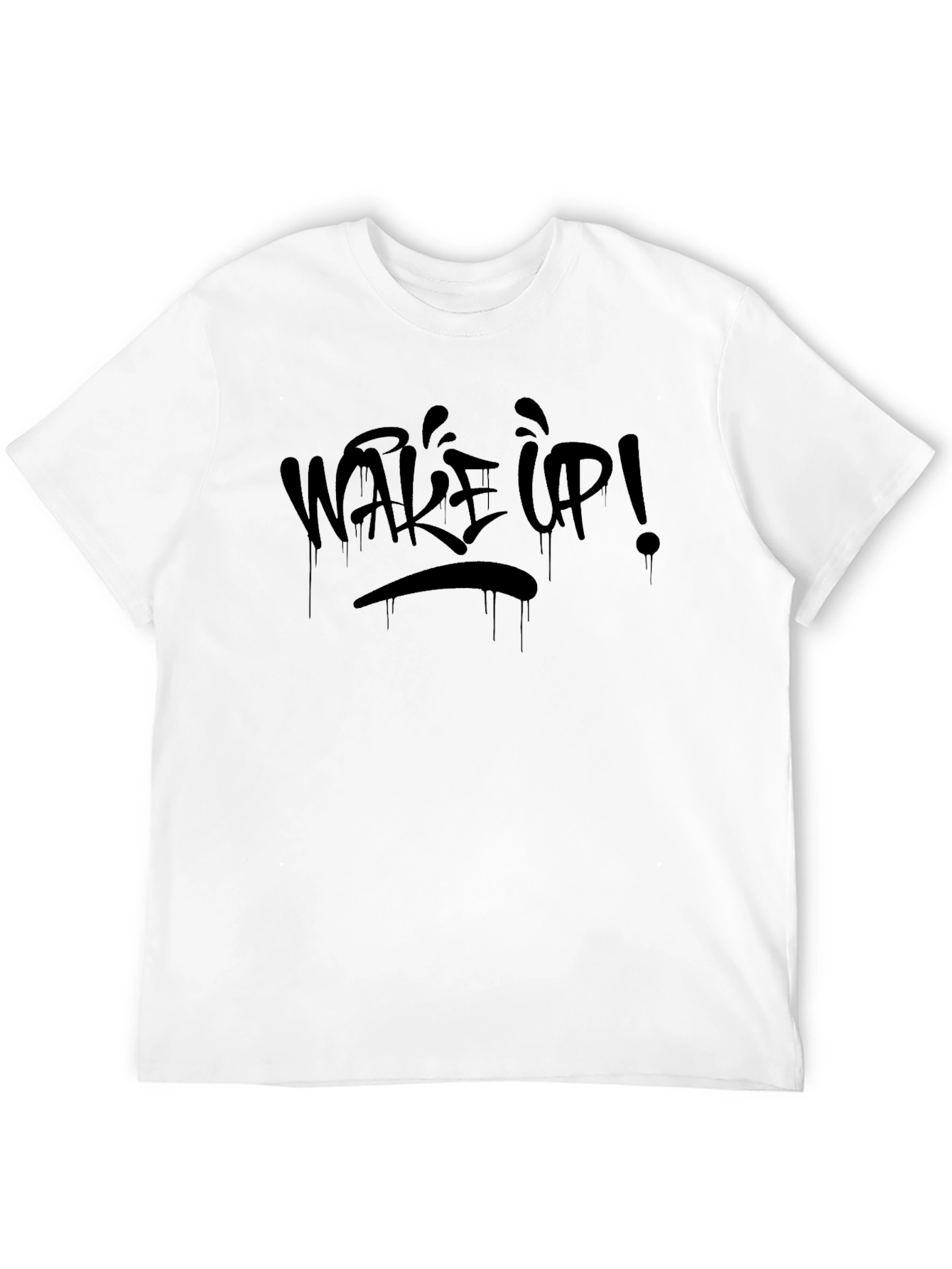 Wake Up! Graphic Print Black T-Shirt
