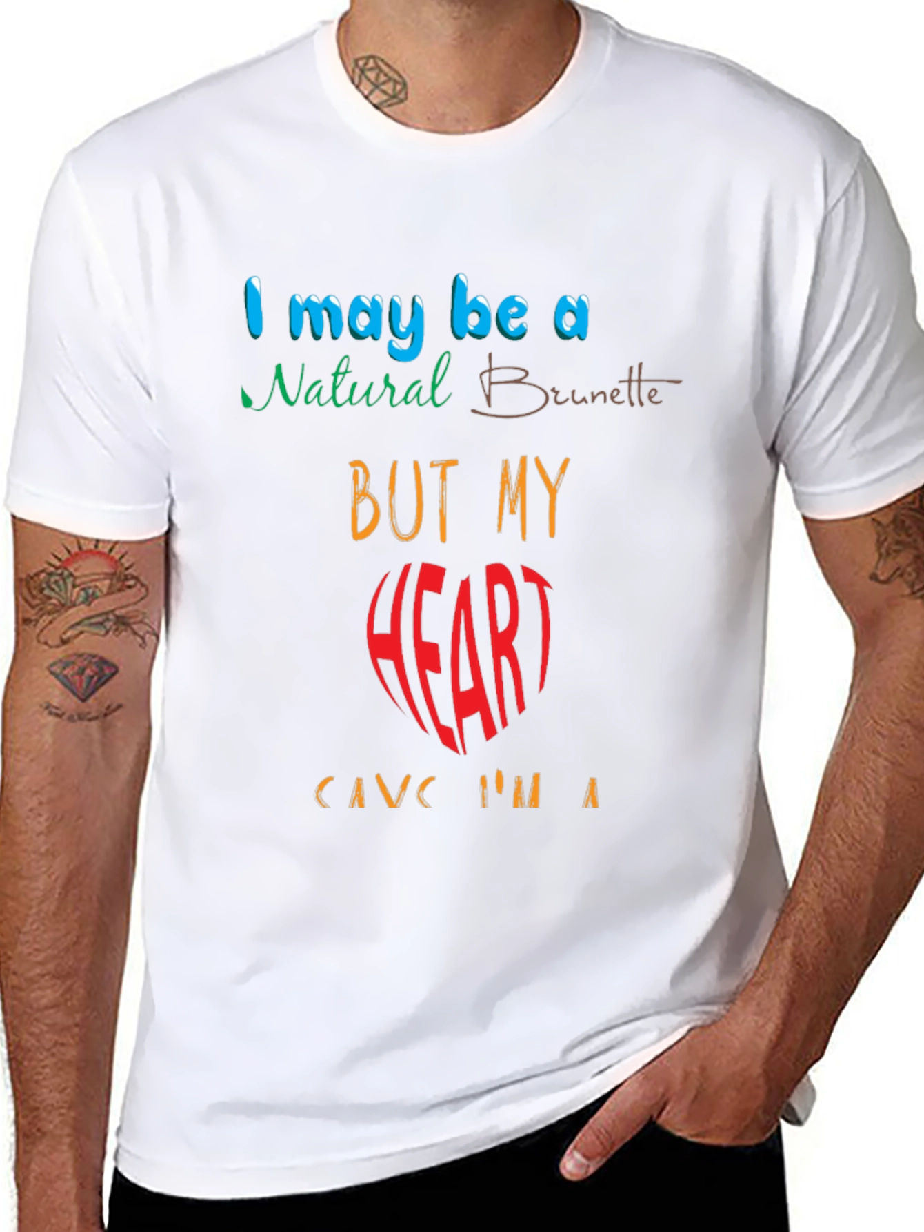 Funny Brunette Heart Graphic Tee - Black