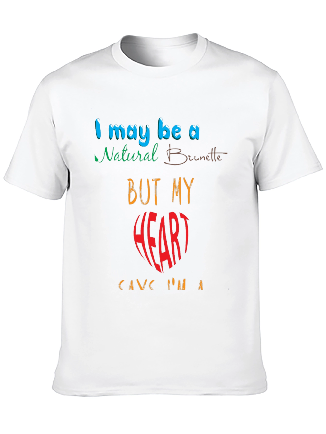 Funny Brunette Heart Graphic Tee - Black