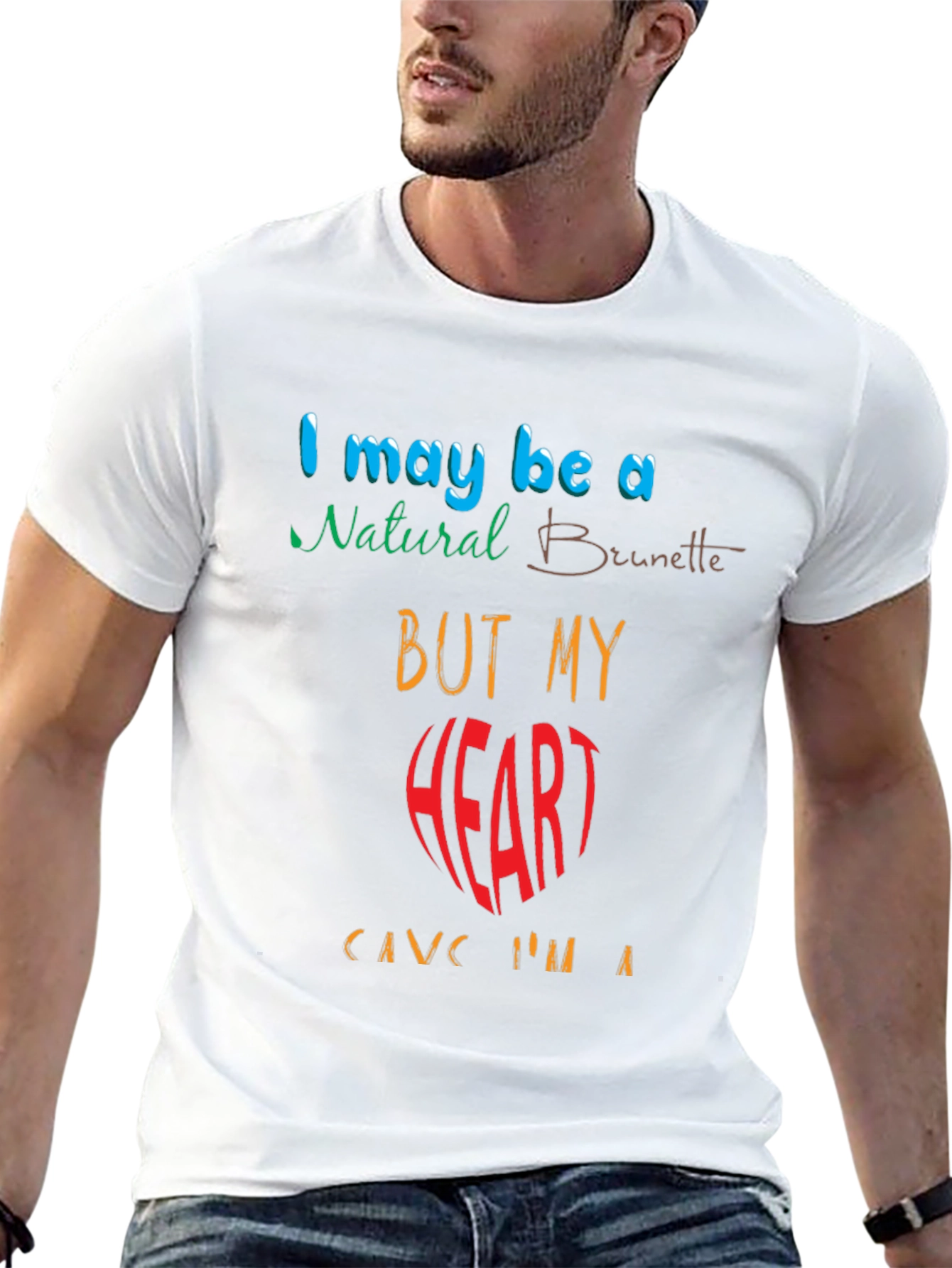 Funny Brunette Heart Graphic Tee - Black
