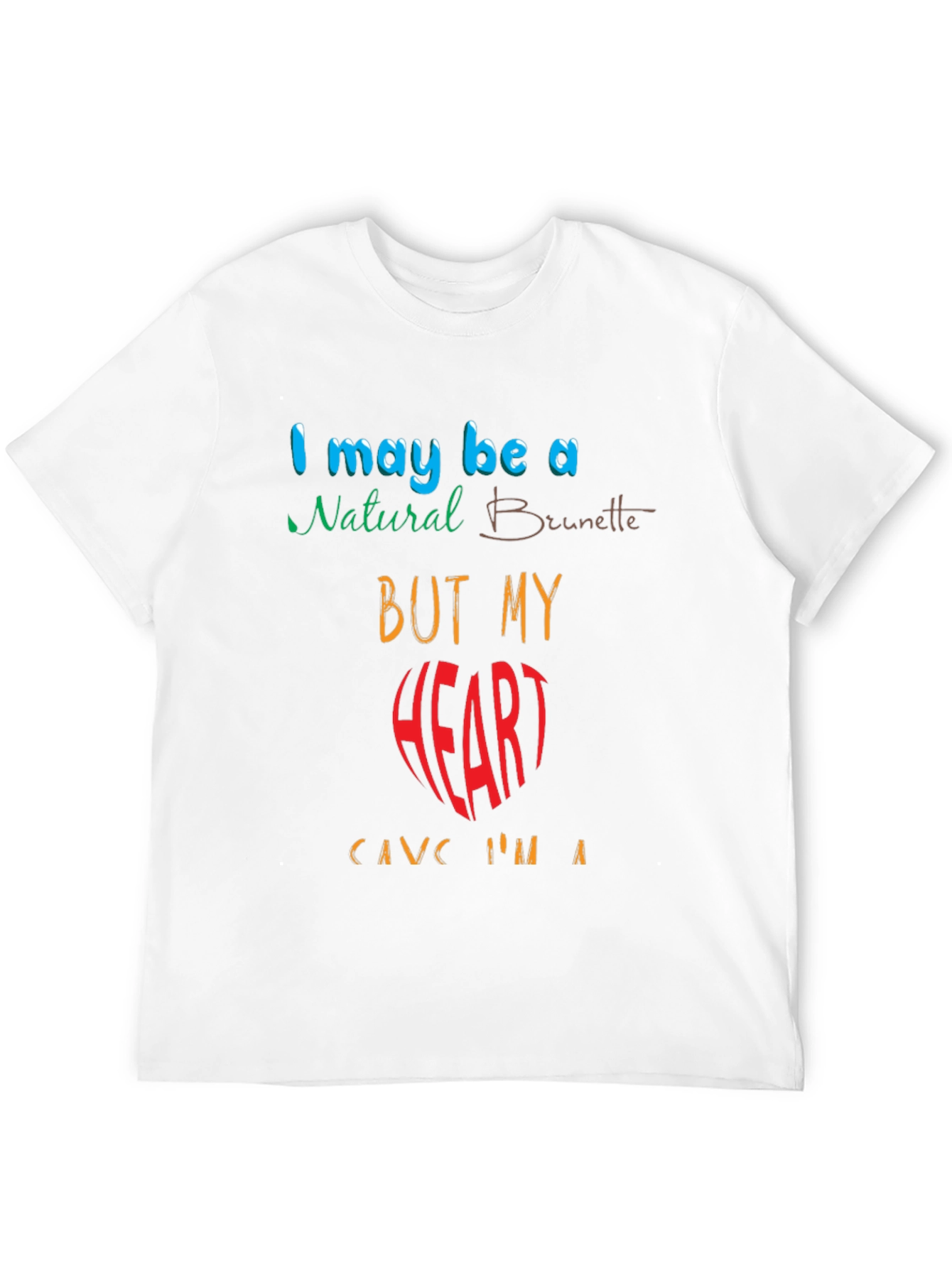 Funny Brunette Heart Graphic Tee - Black