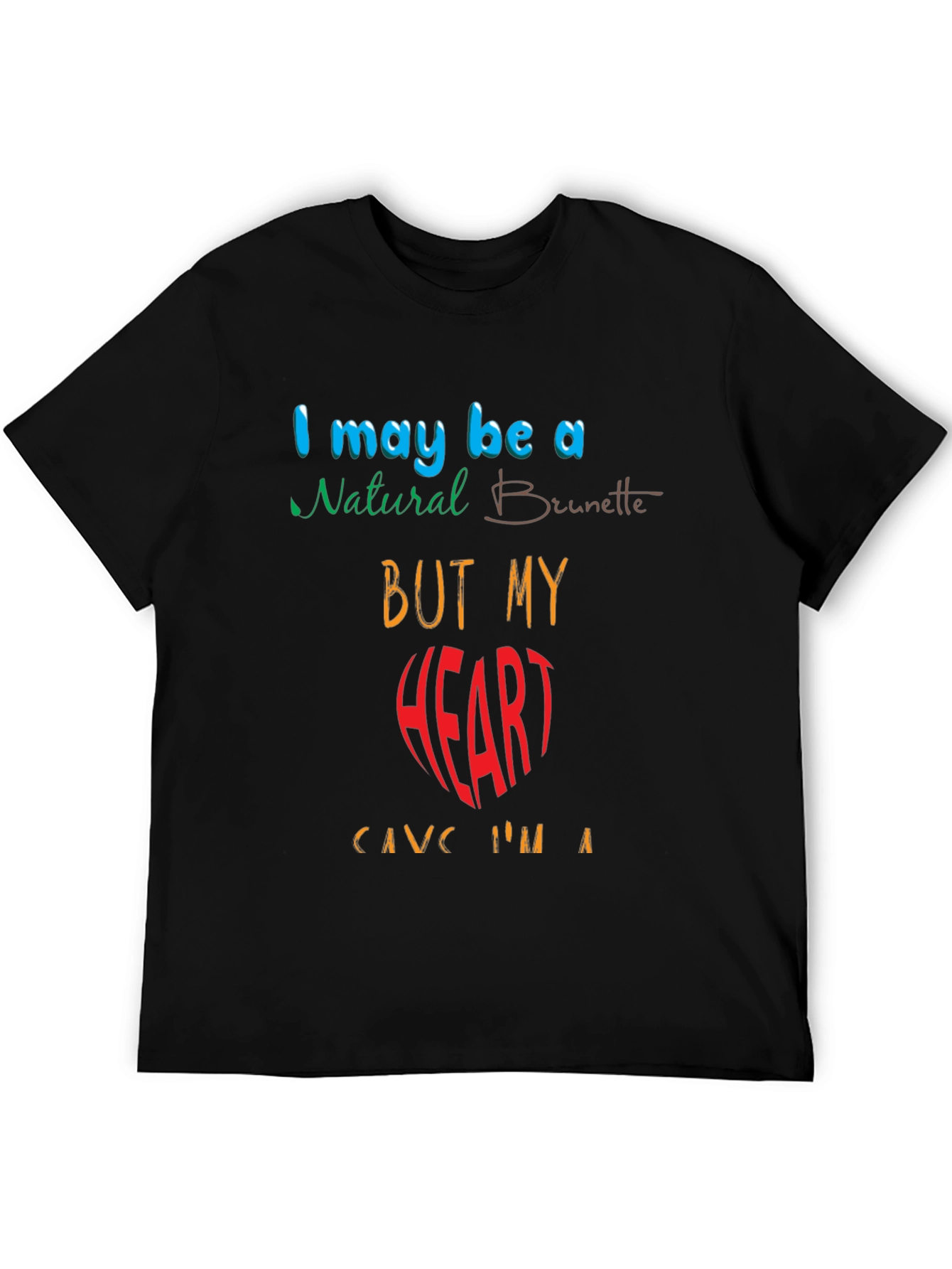 Funny Brunette Heart Graphic Tee - Black