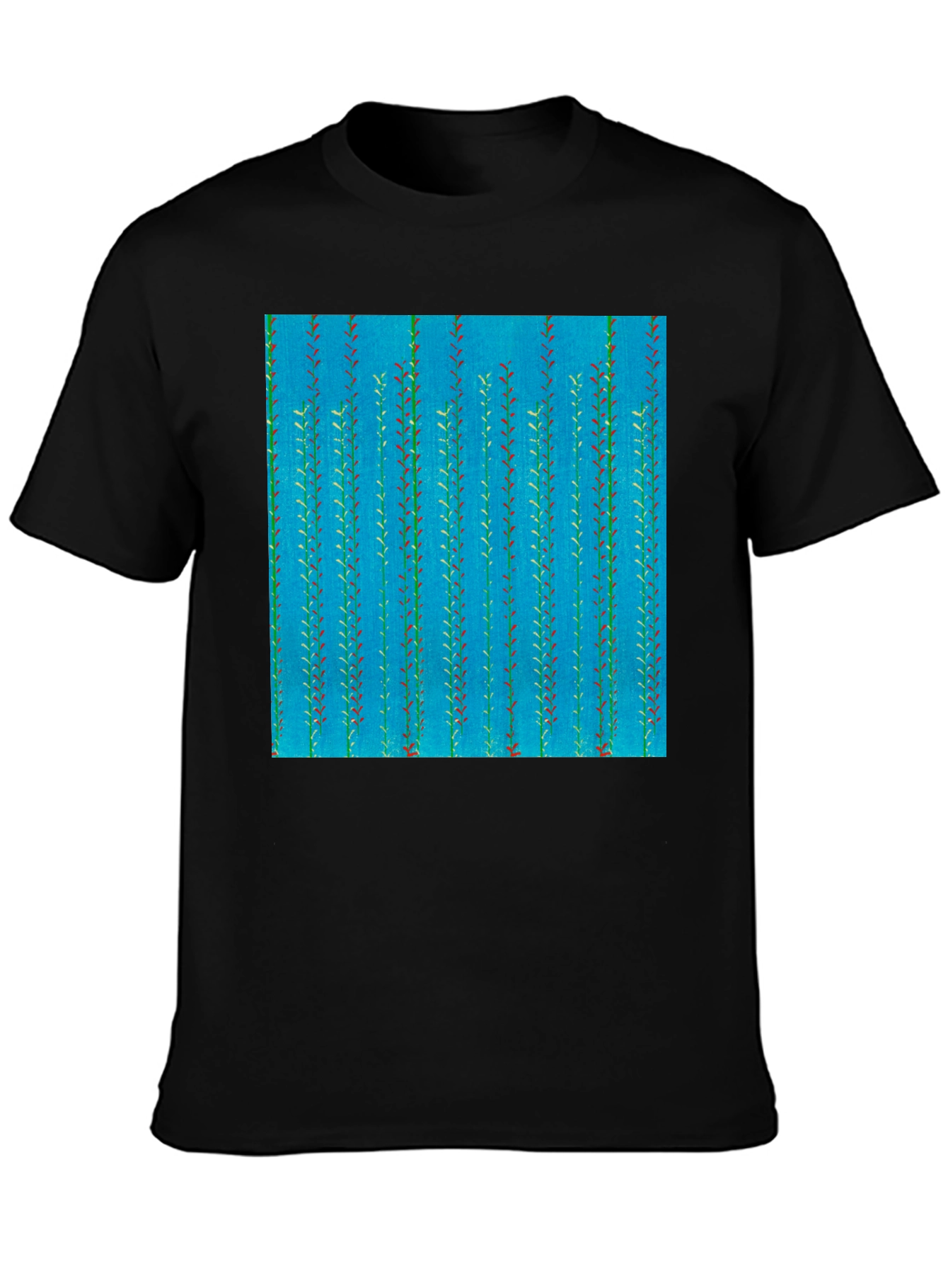 Leaf Pattern Mens Black Tee