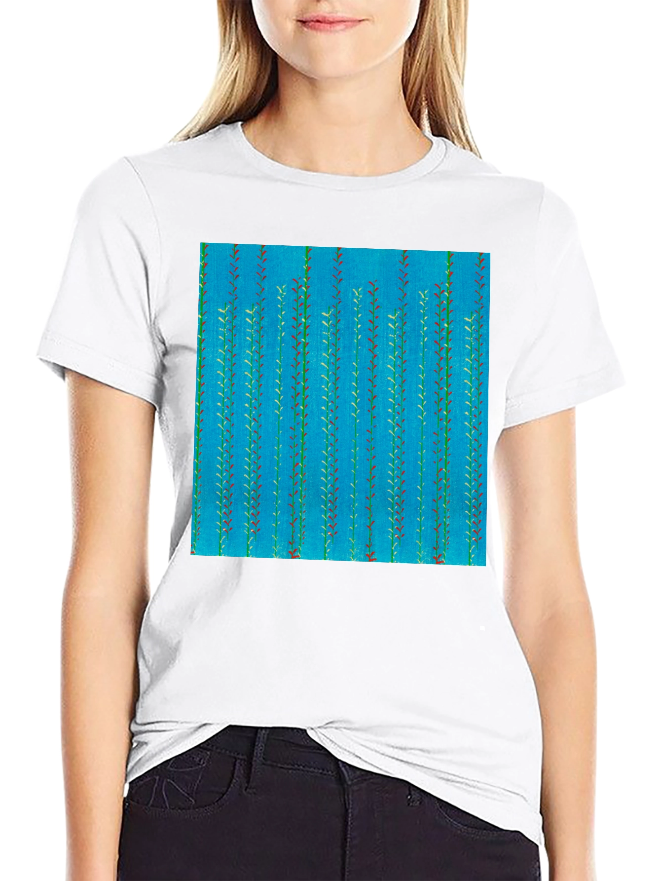 Leaf Pattern Mens Black Tee