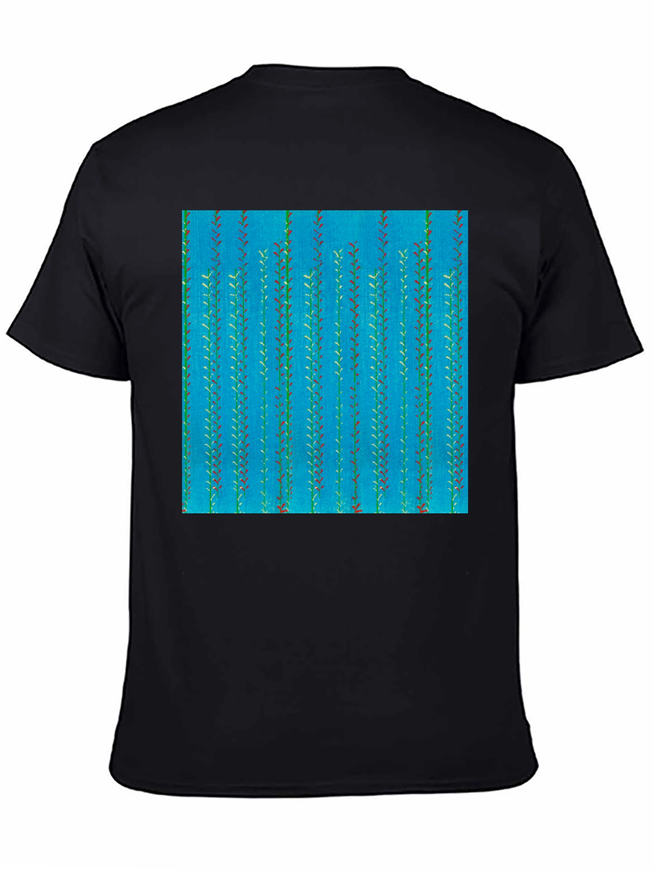 Leaf Pattern Mens Black Tee