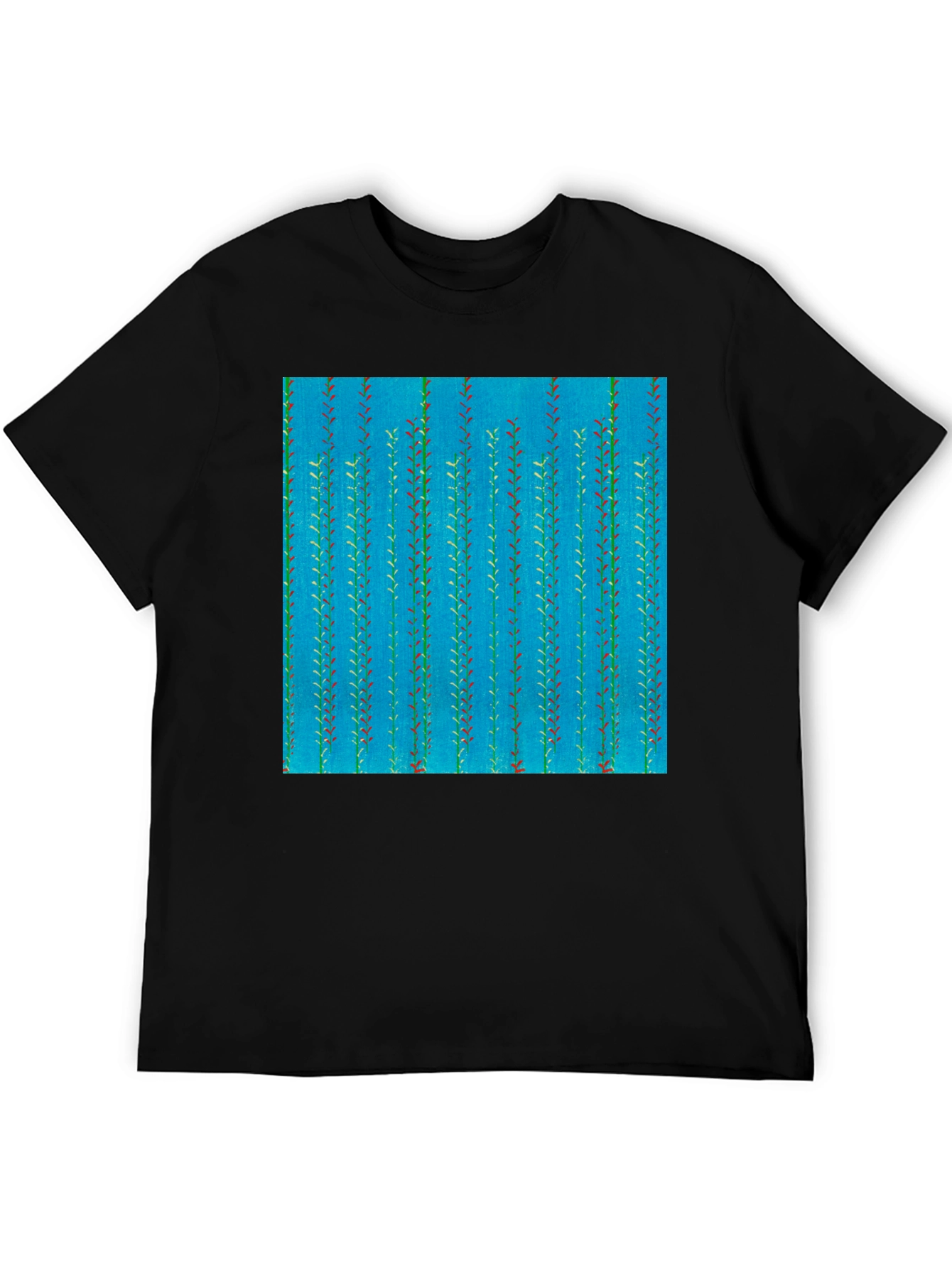 Leaf Pattern Mens Black Tee