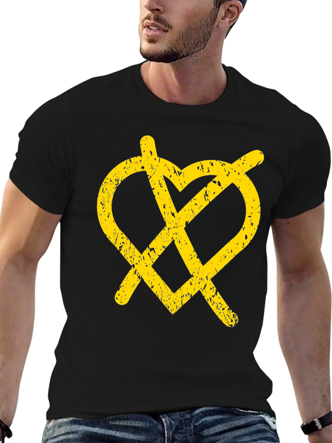Grunge Heartless T-Shirt - Black Graphic Tee
