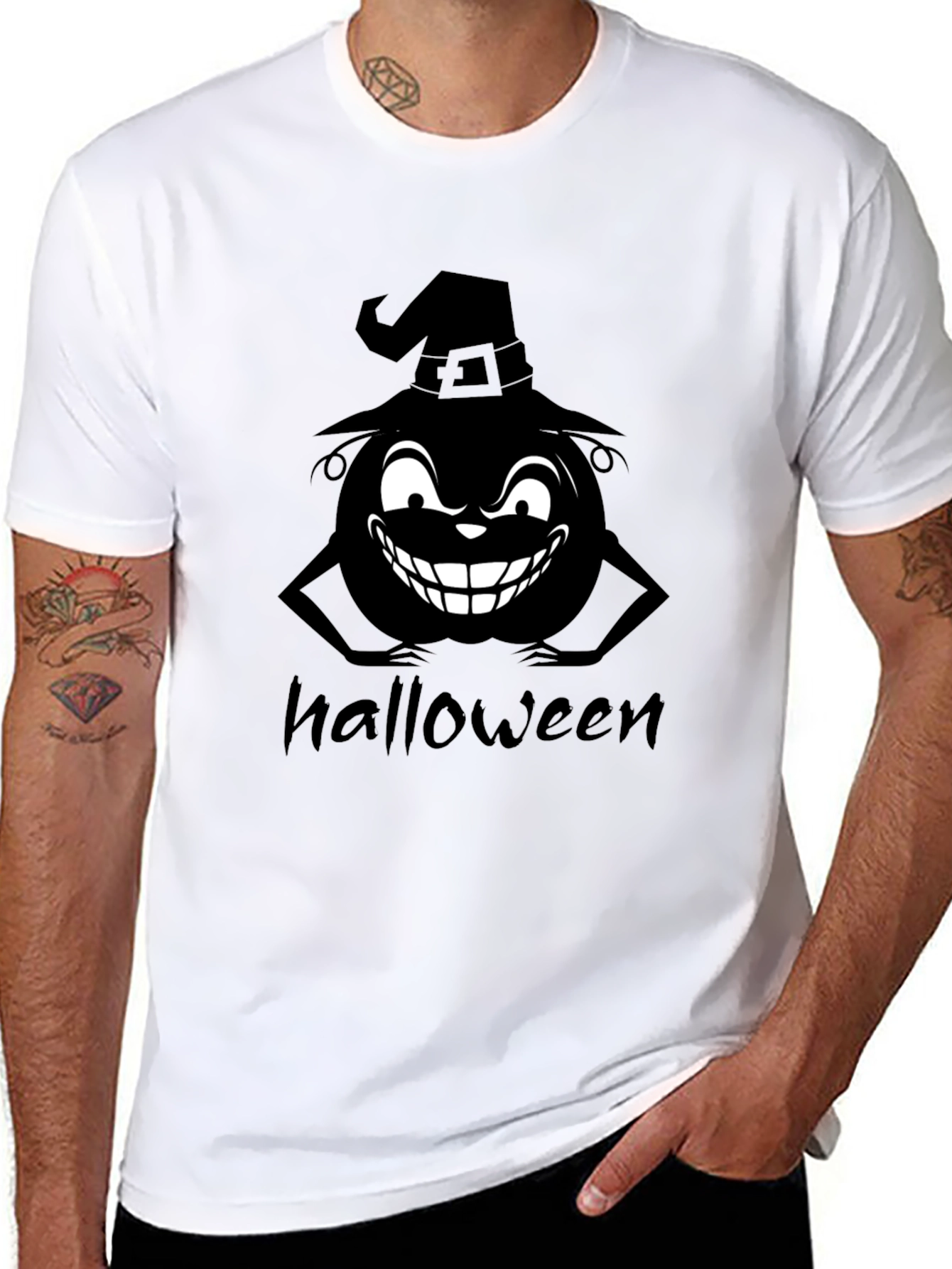 Halloween Pumpkin Witch Graphic T-Shirt
