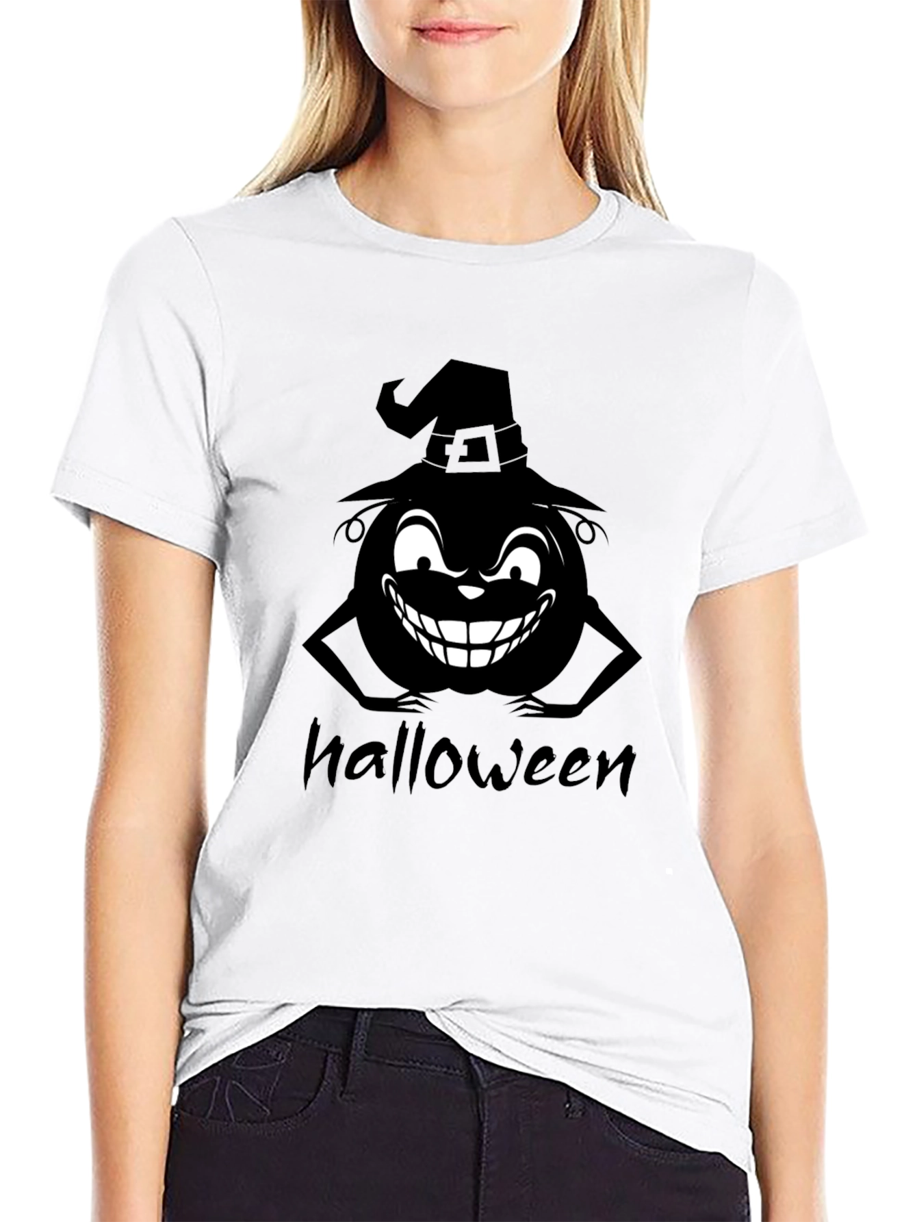Halloween Pumpkin Witch Graphic T-Shirt