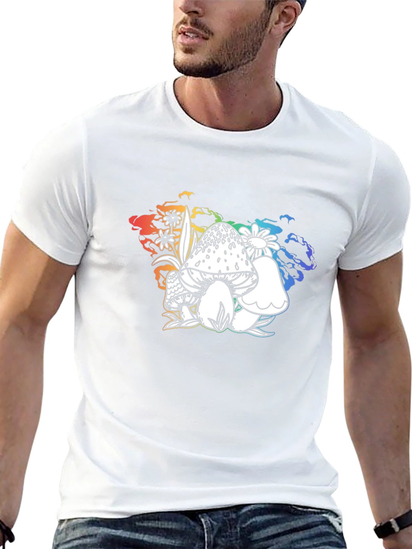 Mushroom Graphic T-Shirt - Black Cotton Tee