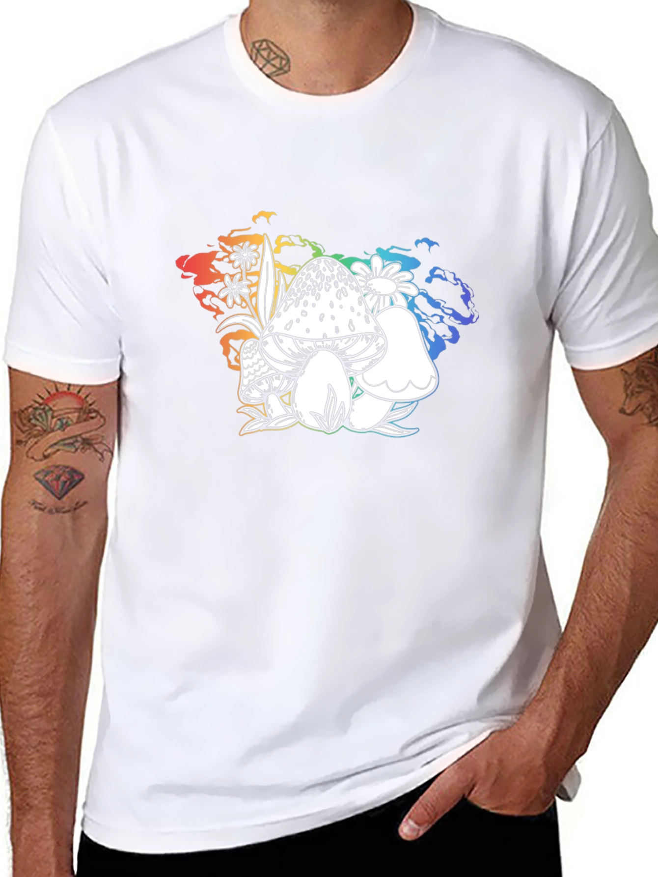 Mushroom Graphic T-Shirt - Black Cotton Tee